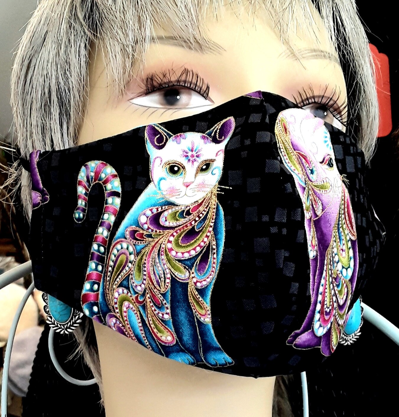 Beautiful Cats fabric mask with 3 layers pocket for filter Etsy