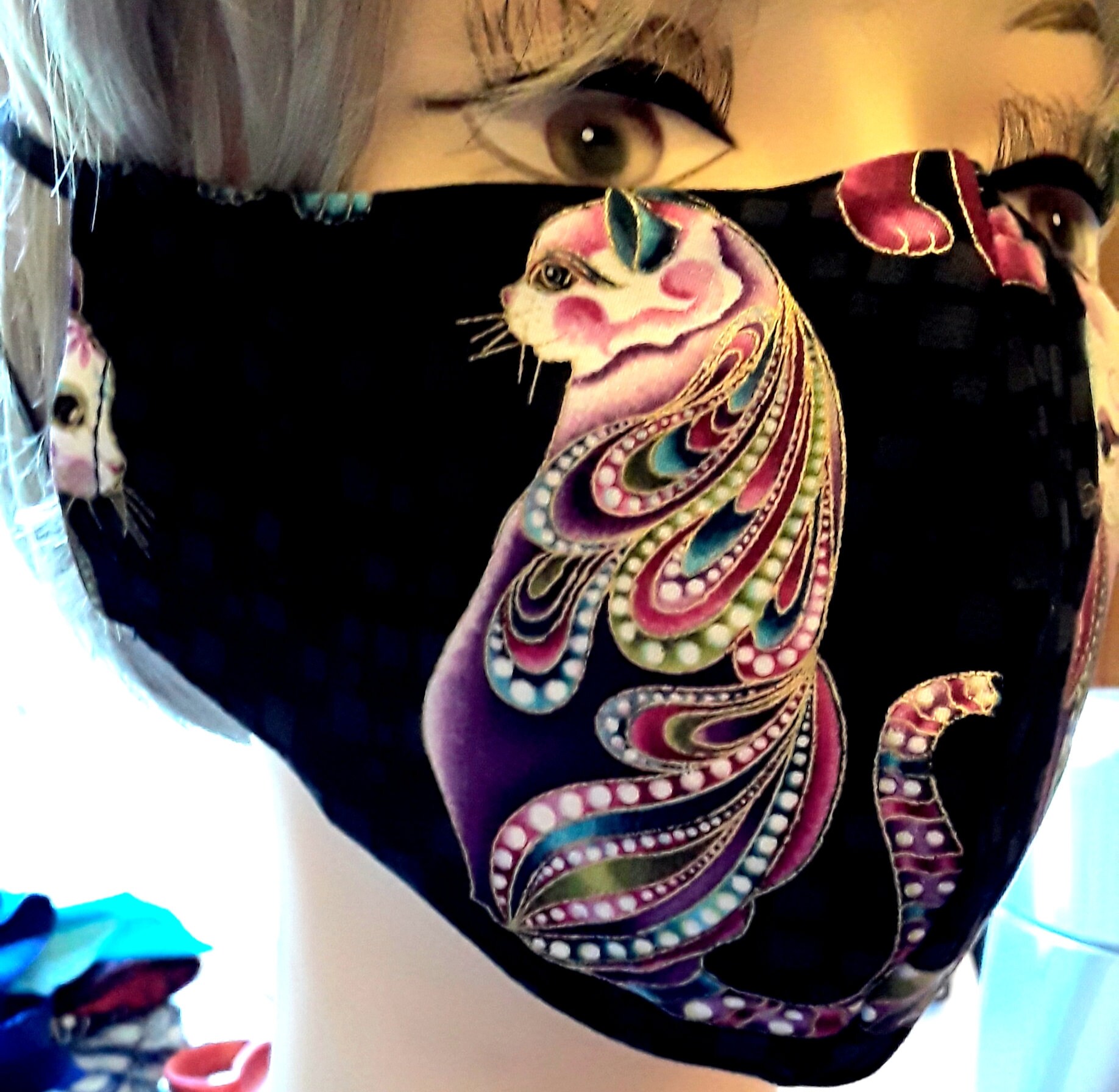 Beautiful Cats fabric mask with 3 layers pocket for filter Etsy