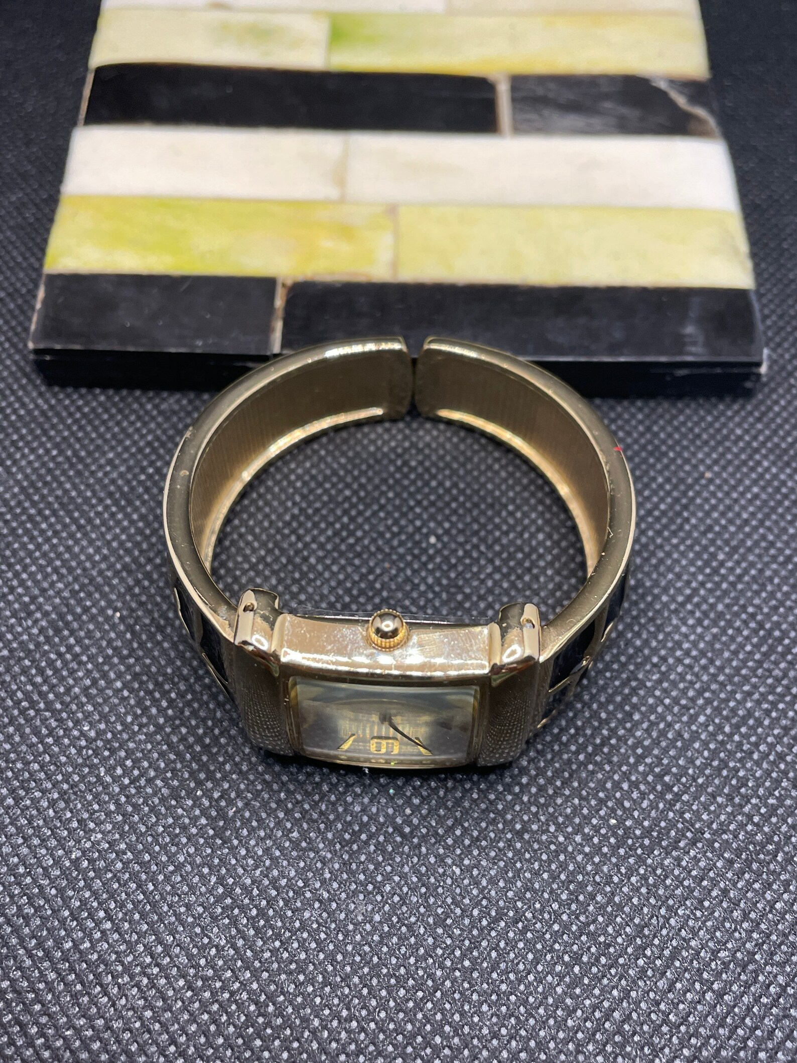 Vintage Xavier Black and Gold Tone Ladies Cuff Watch Etsy