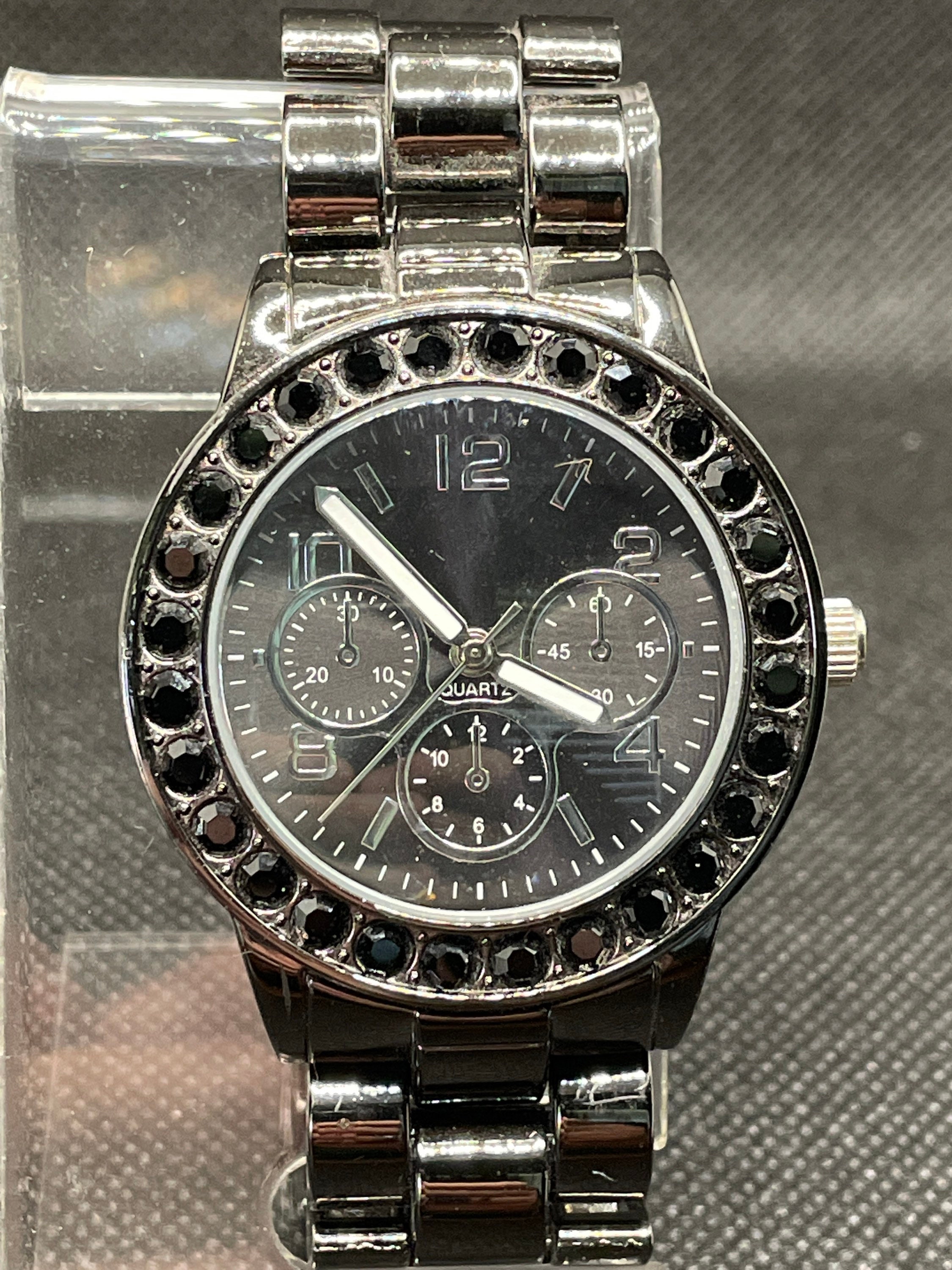 Vintage Black Base Metal Watch Etsy Canada