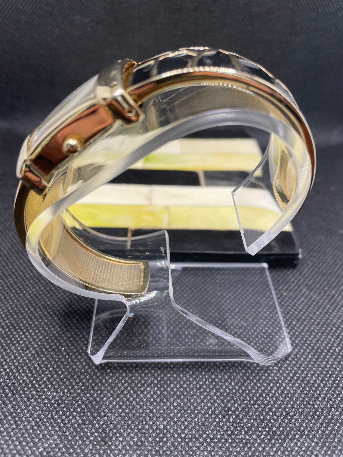 Vintage Xavier Black and Gold Tone Ladies Cuff Watch Etsy