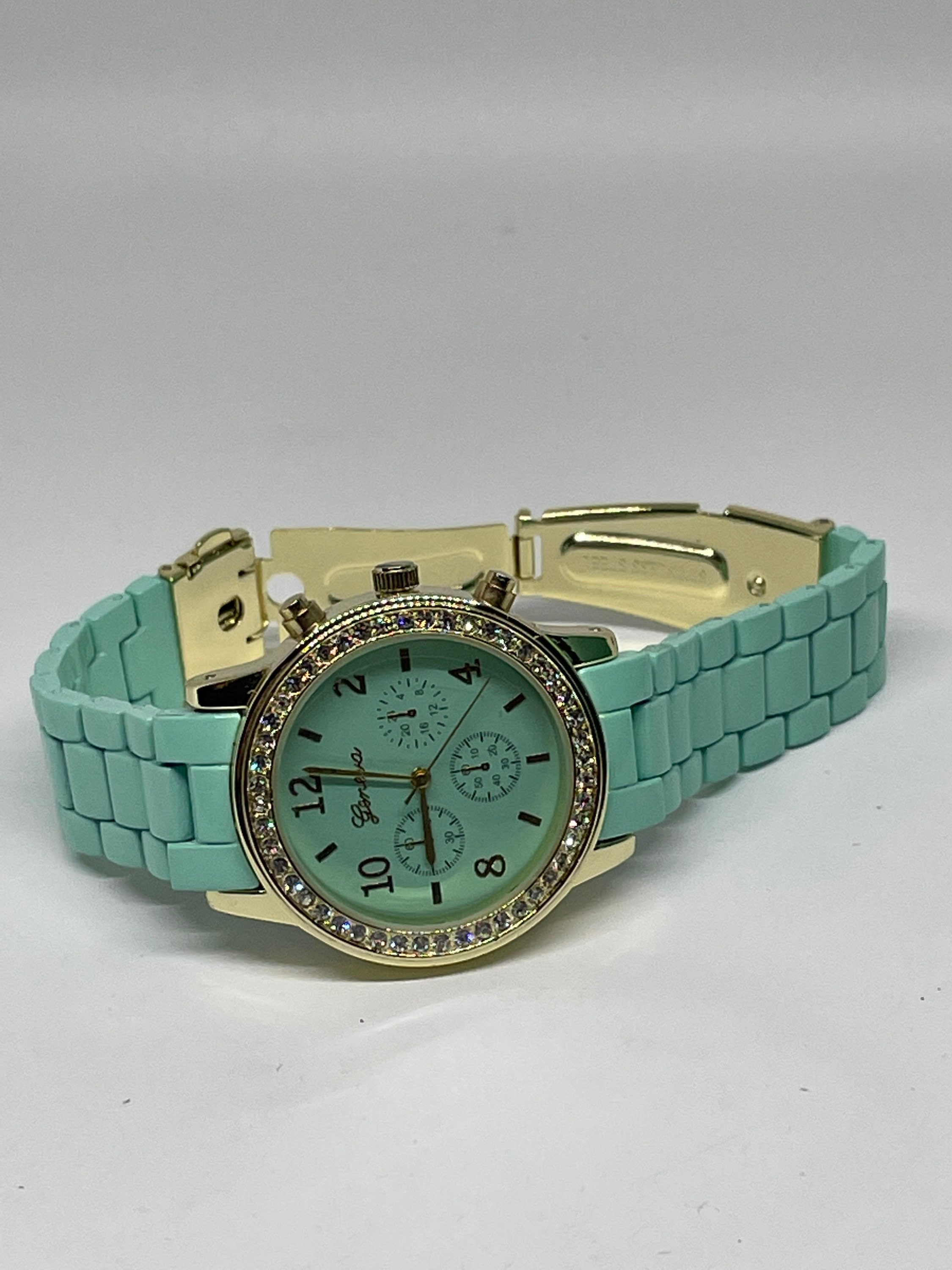 Green Geneva Wrist Watch - Etsy
