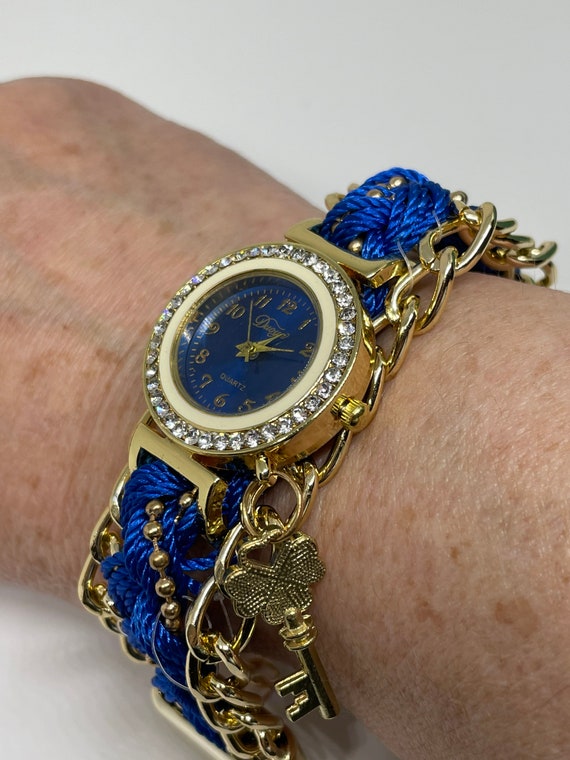 Vintage Duoya blue goldtone ladies watch - image 4