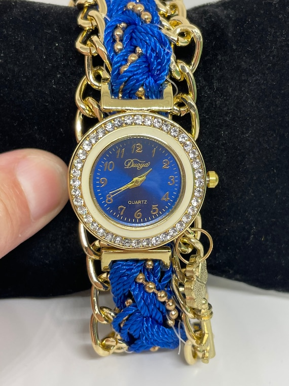 Vintage Duoya blue goldtone ladies watch - image 1