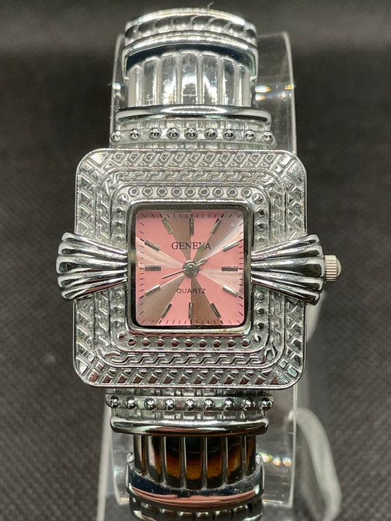 Silver Diamanté Geneva Cuff Watch Elegant Silver Geneva Cuff Watch With Intricate Filigree - Etsy main image 2