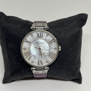 ANN KLEIN SILVER WATCH BLACK FACE s-l400.jpg main image 2