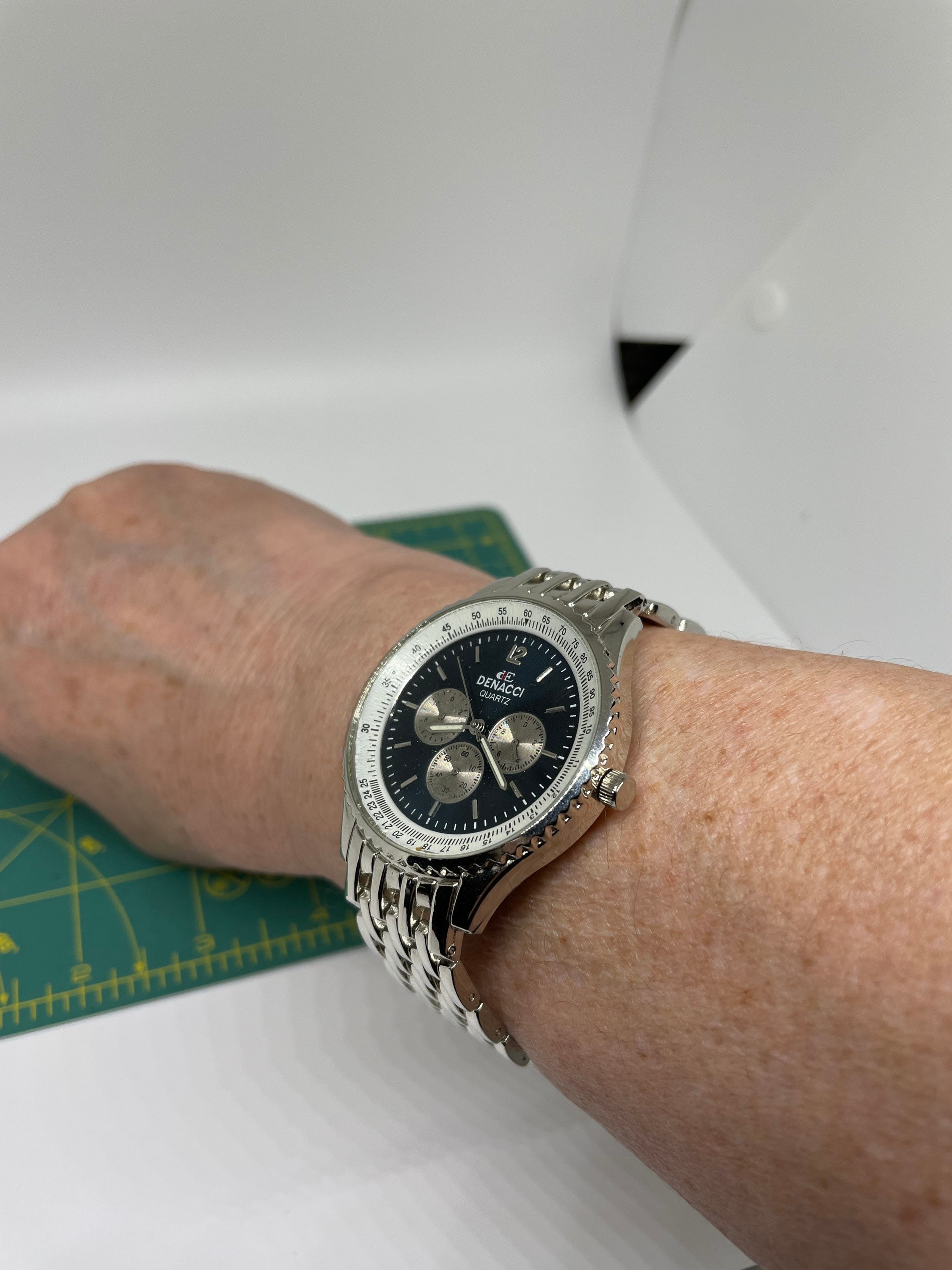 Vintage Denacci Quartz Mens Silver Tone Watch Etsy