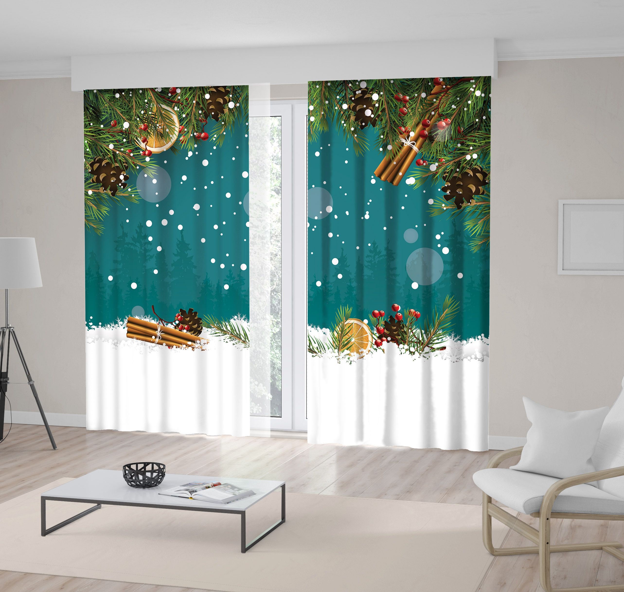 Christmas Printed Curtain / Drapes For Living Room Dining Room Etsy