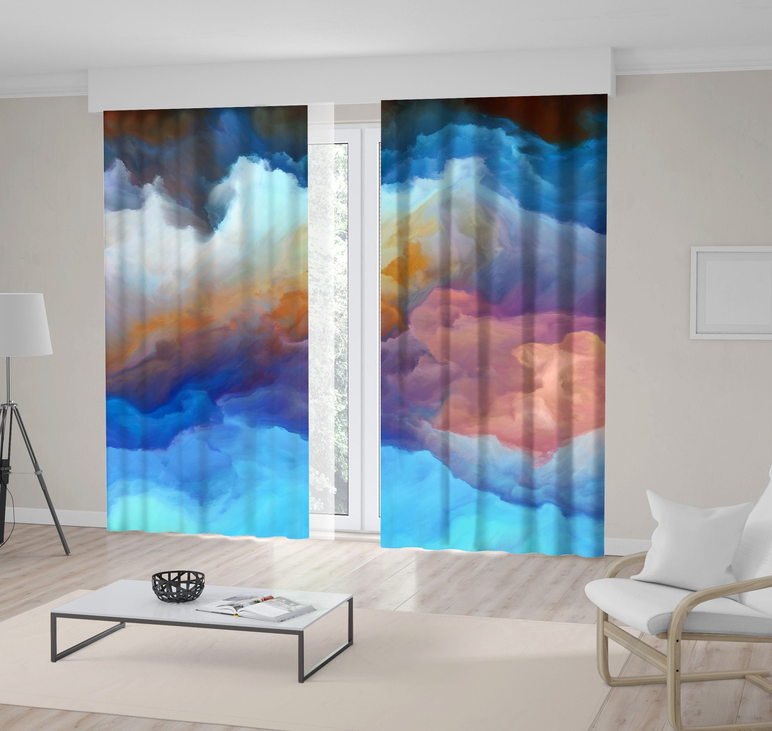 Clouds Printed Curtain / Drapes For Living Room Dining Room Etsy