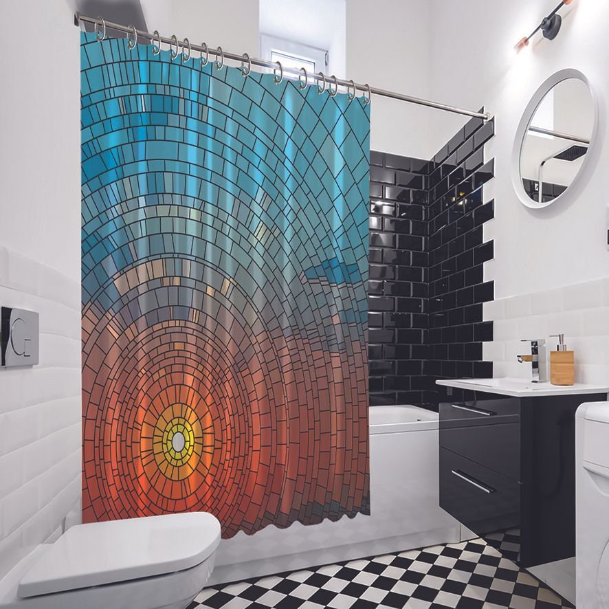 Stained Glass Printed Showers Curtain / Waterproof Button Hole Etsy