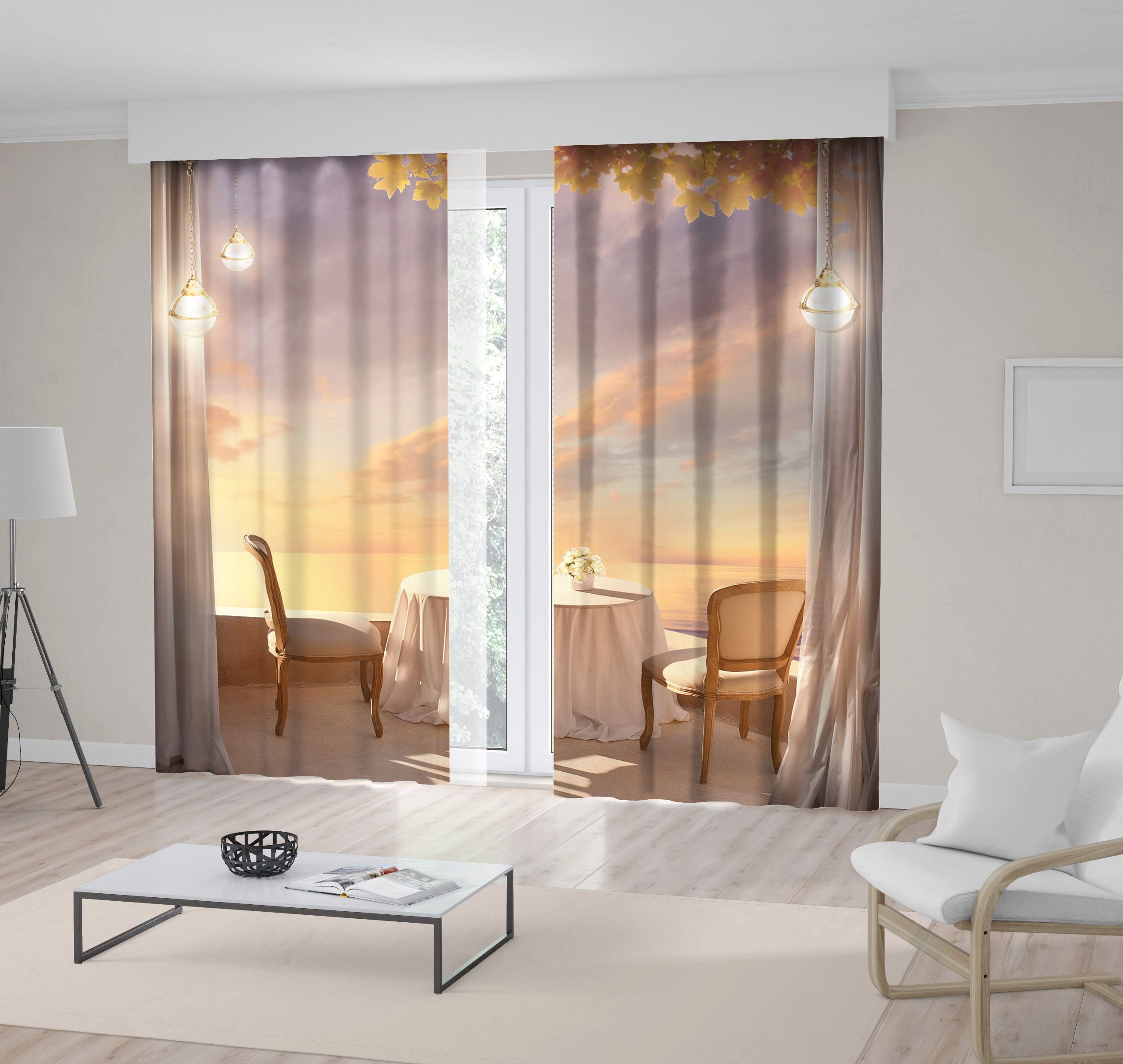 Balcony View Printed Curtain / Drapes For Living Room Dining | Etsy