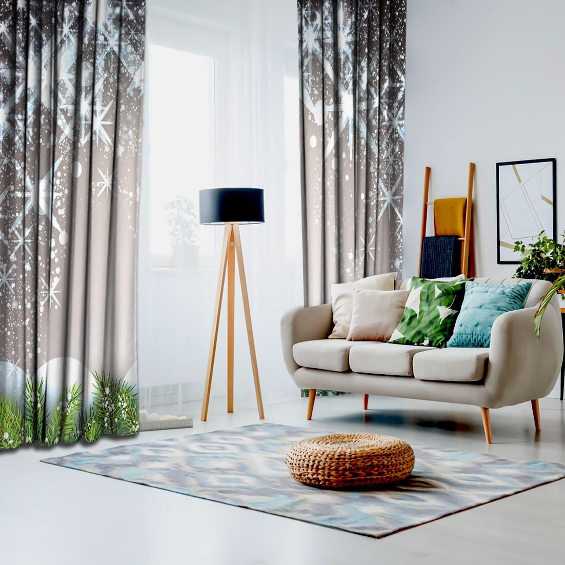 Weihnachtlicher Bedruckte Vorhang / Drapes für Wohnzimmer | Etsy