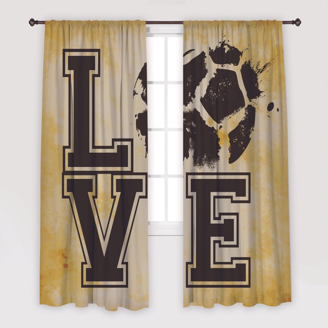 Football Printed Curtain / Drapes For Living Room Dining Room Etsy