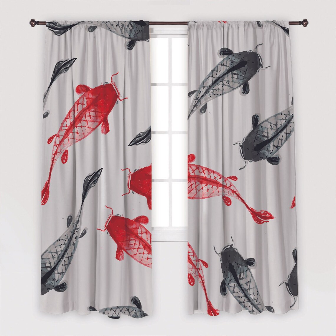 Fish Printed Curtain / Drapes For Living Room Dining Room Bed Etsy