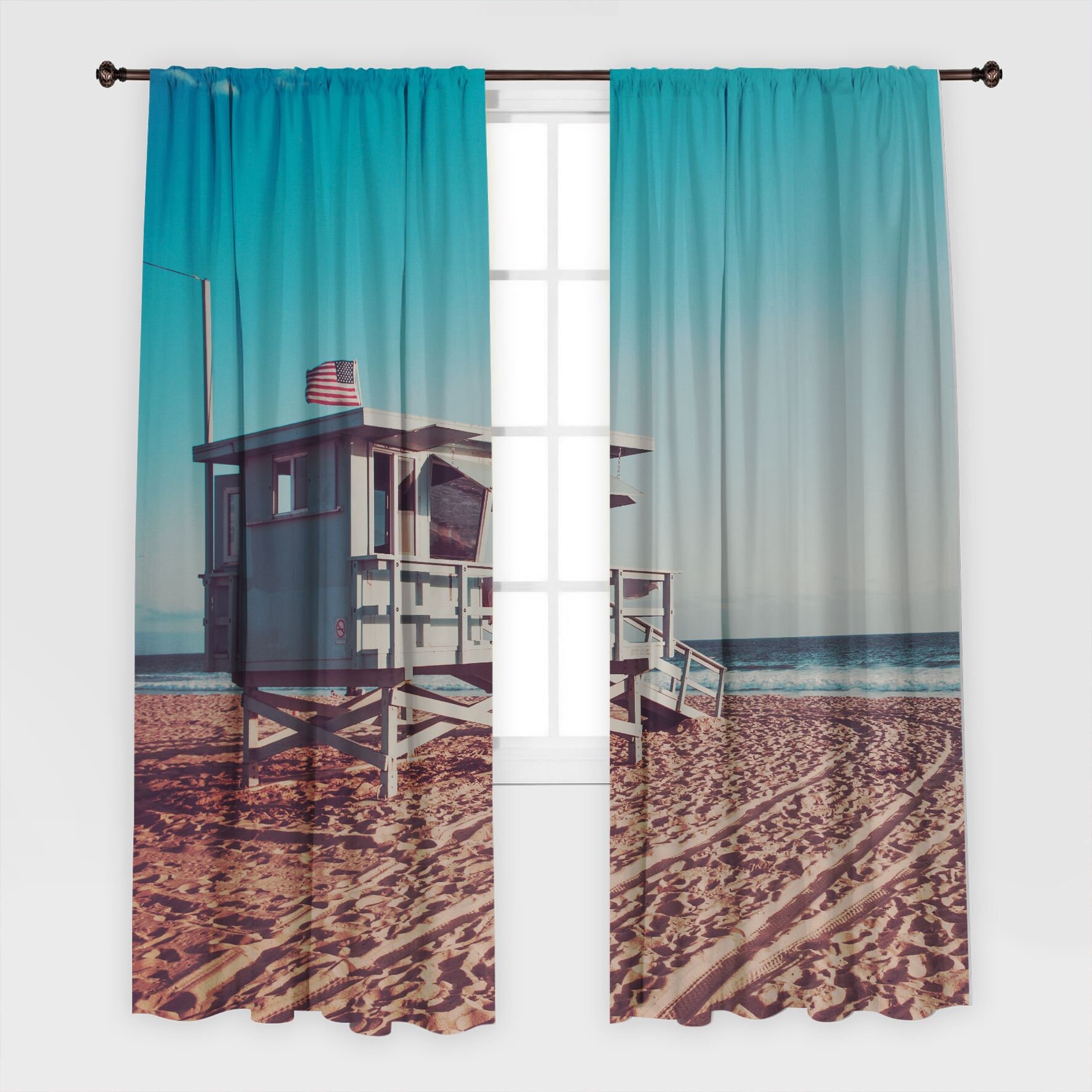 Strand bedruckter Vorhang / Drapes für Wohnzimmer Esszimmer | Etsy