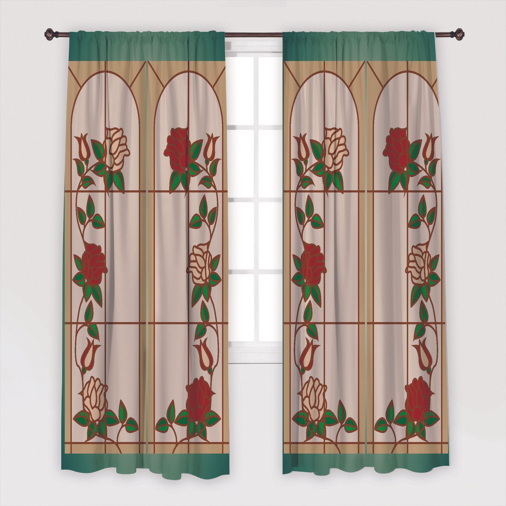 Stained Glass Printed Curtain / Drapes for Living Room Dining Etsy