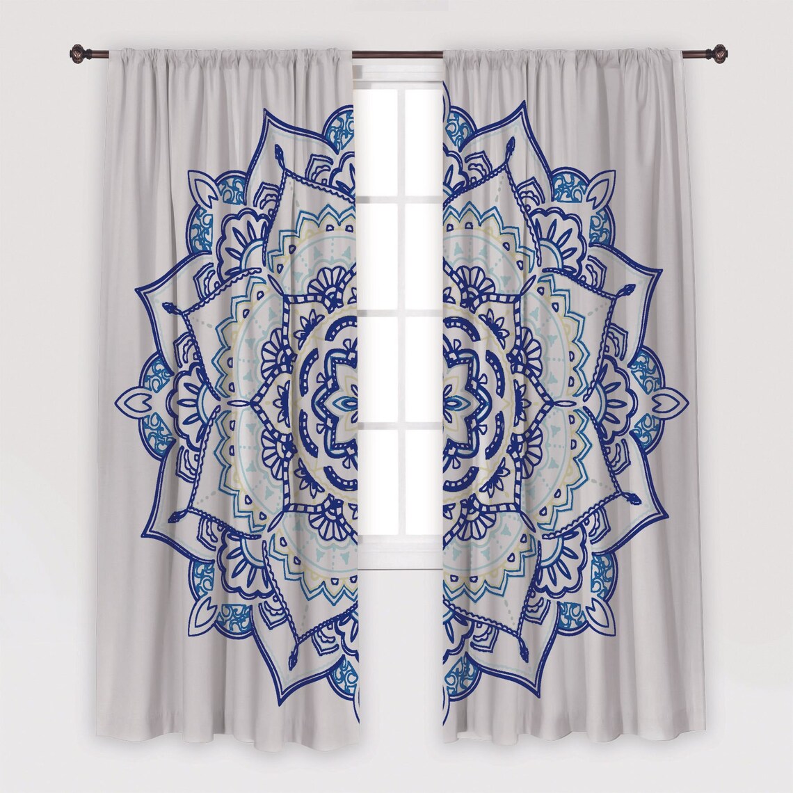 Mandala Printed Curtain / Drapes For Living Room Dining Room | Etsy