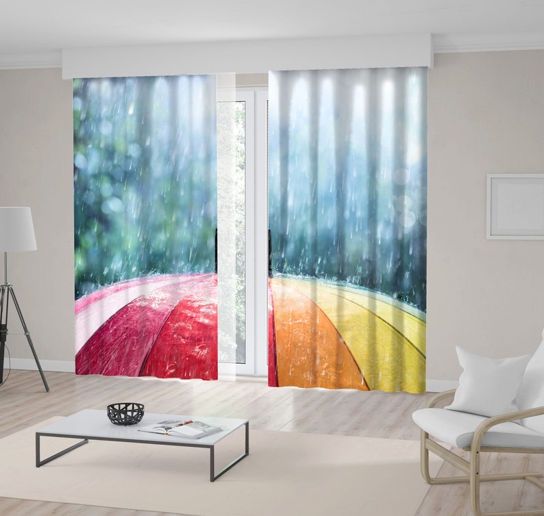 Rain Printed Curtain Drapes For Living Room Dining Room Bed Room With 2 Panel Set Multiple Sized Traffic View Car Windscreen Rainy Eveni