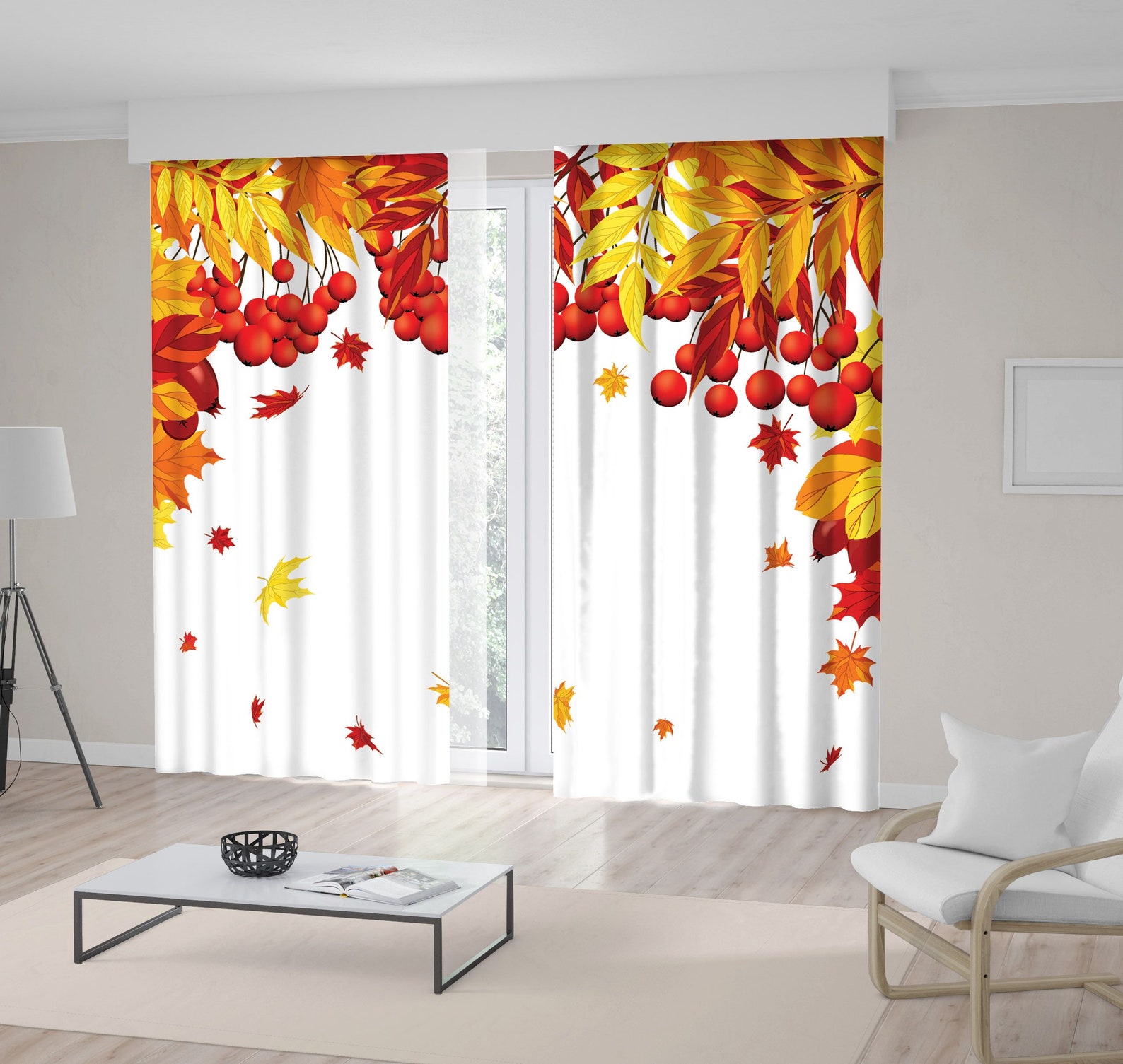 Autumn Decor Printed Curtain / Drapes For Living Room Dining Etsy