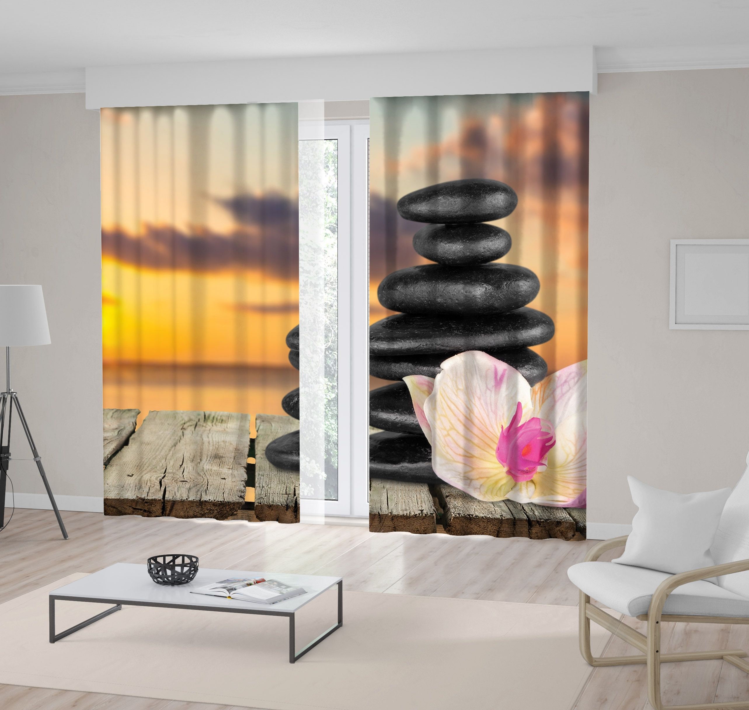 Zen Stones Printed Curtain / Drapes For Living Room Dining Etsy