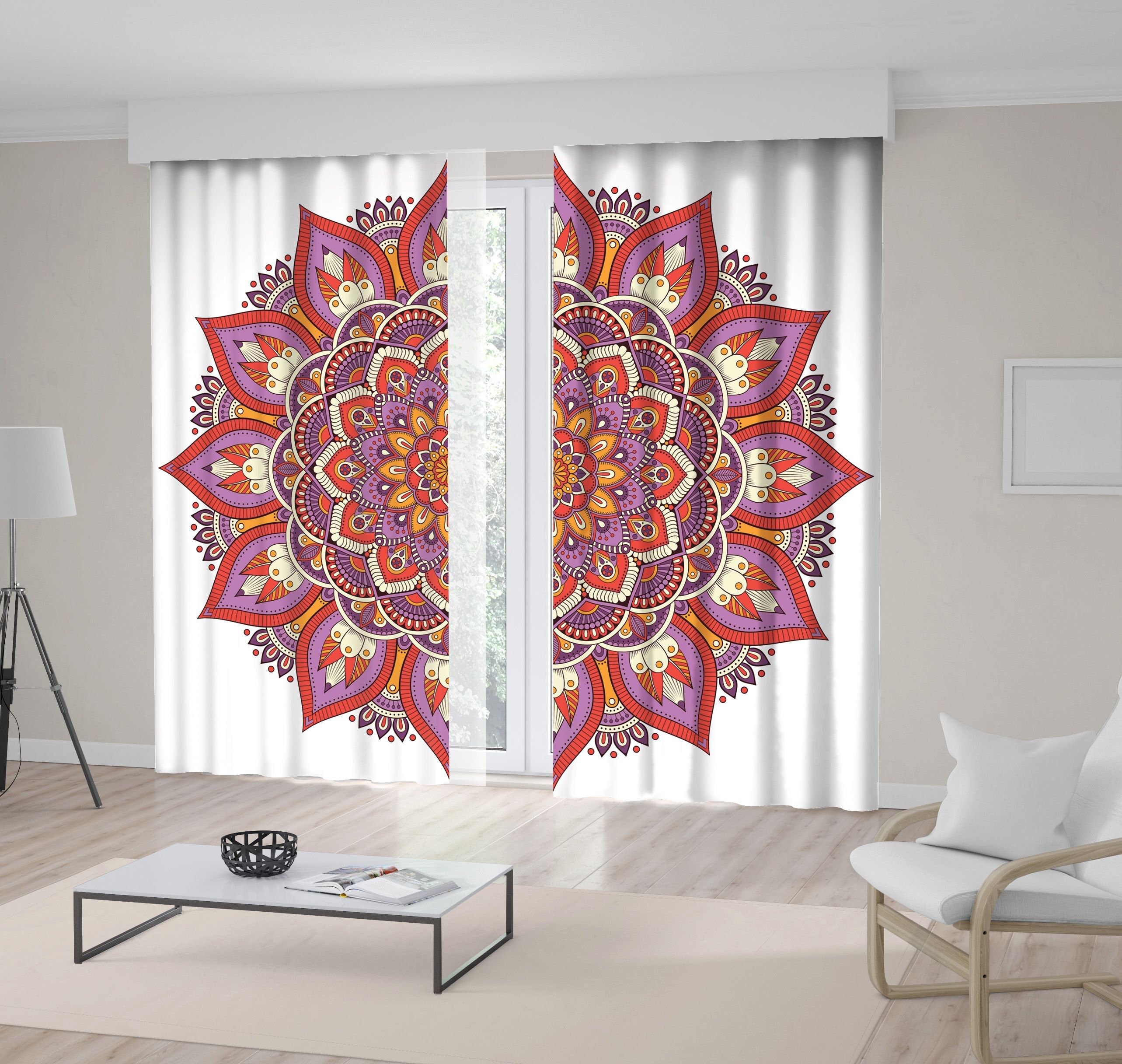 Mandala Printed Curtain / Drapes For Living Room Dining Room | Etsy