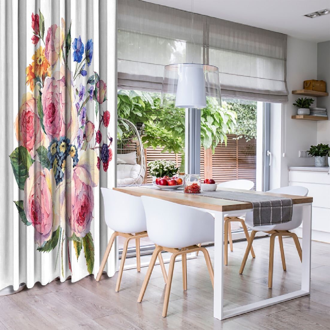 Blumen Bedruckter Vorhang / Drapes für Wohnzimmer Esszimmer | Etsy