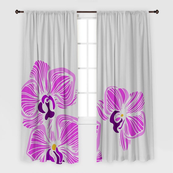 Orchids Printed Curtain / Drapes For Living Room Dining Room Etsy