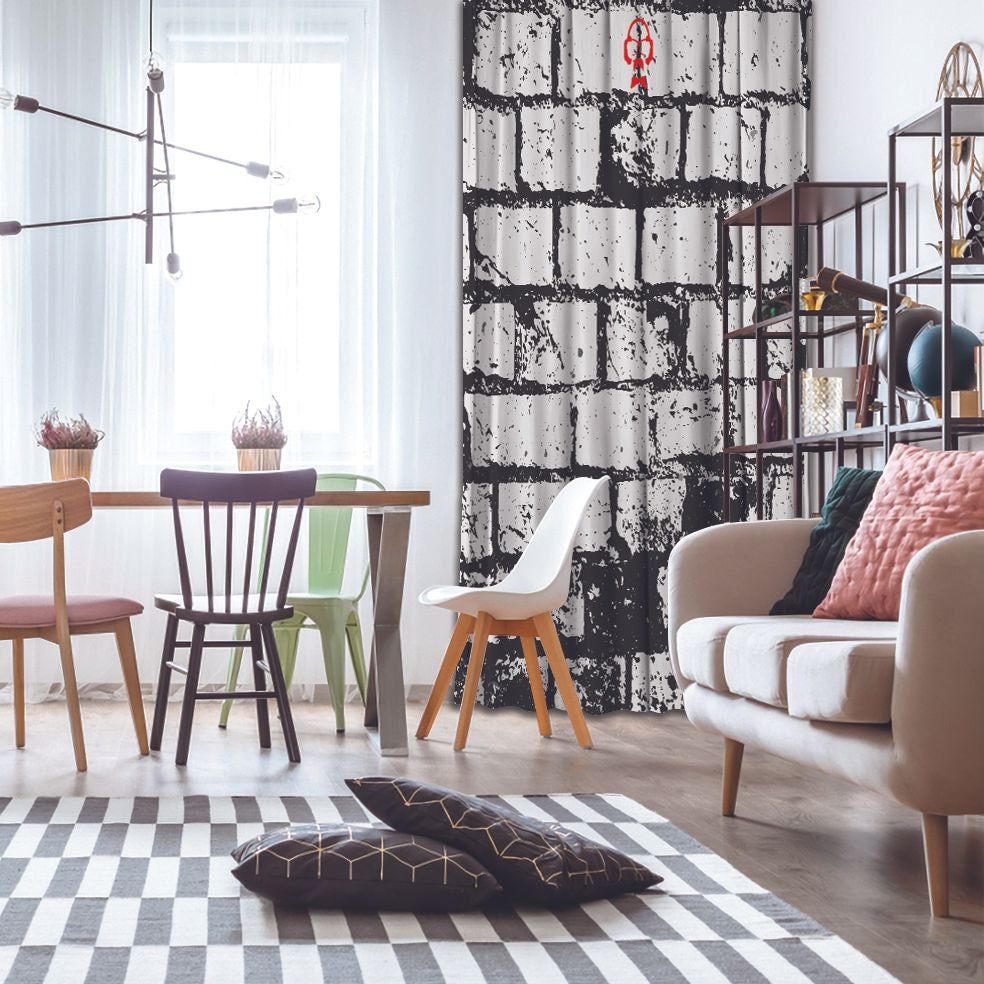 Rustikaler Motiv Bedruckte Vorhang / Drapes für Wohnzimmer | Etsy