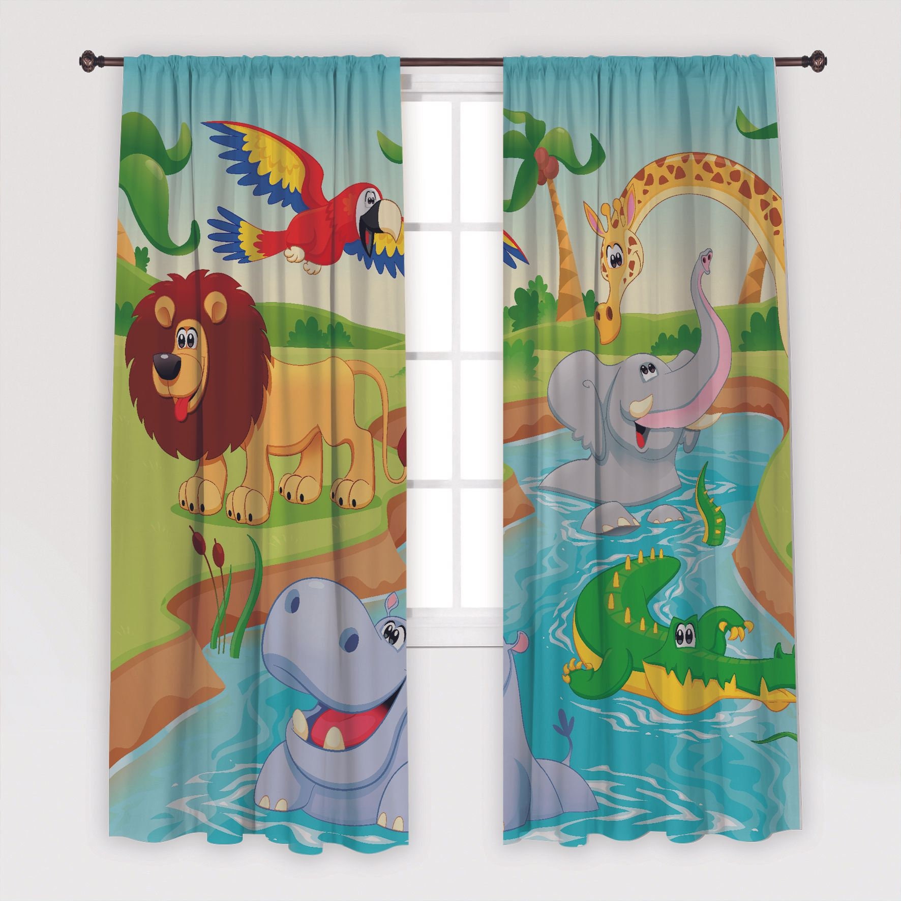 Cartoon Printed Curtain / Drapes For Living Room Dining Room Etsy