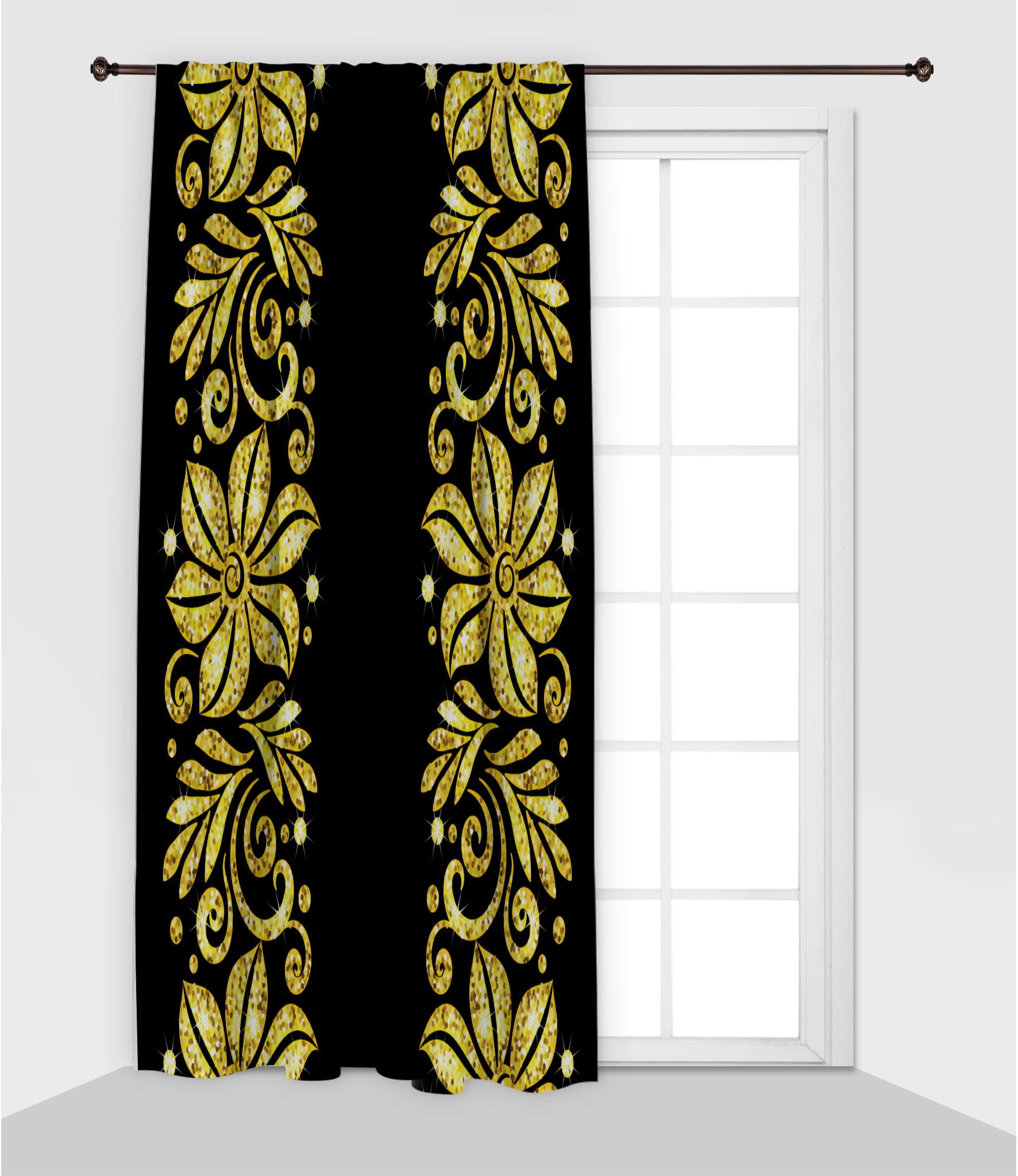 Goldfarbener Bedruckte Vorhang / Drapes für Wohnzimmer | Etsy