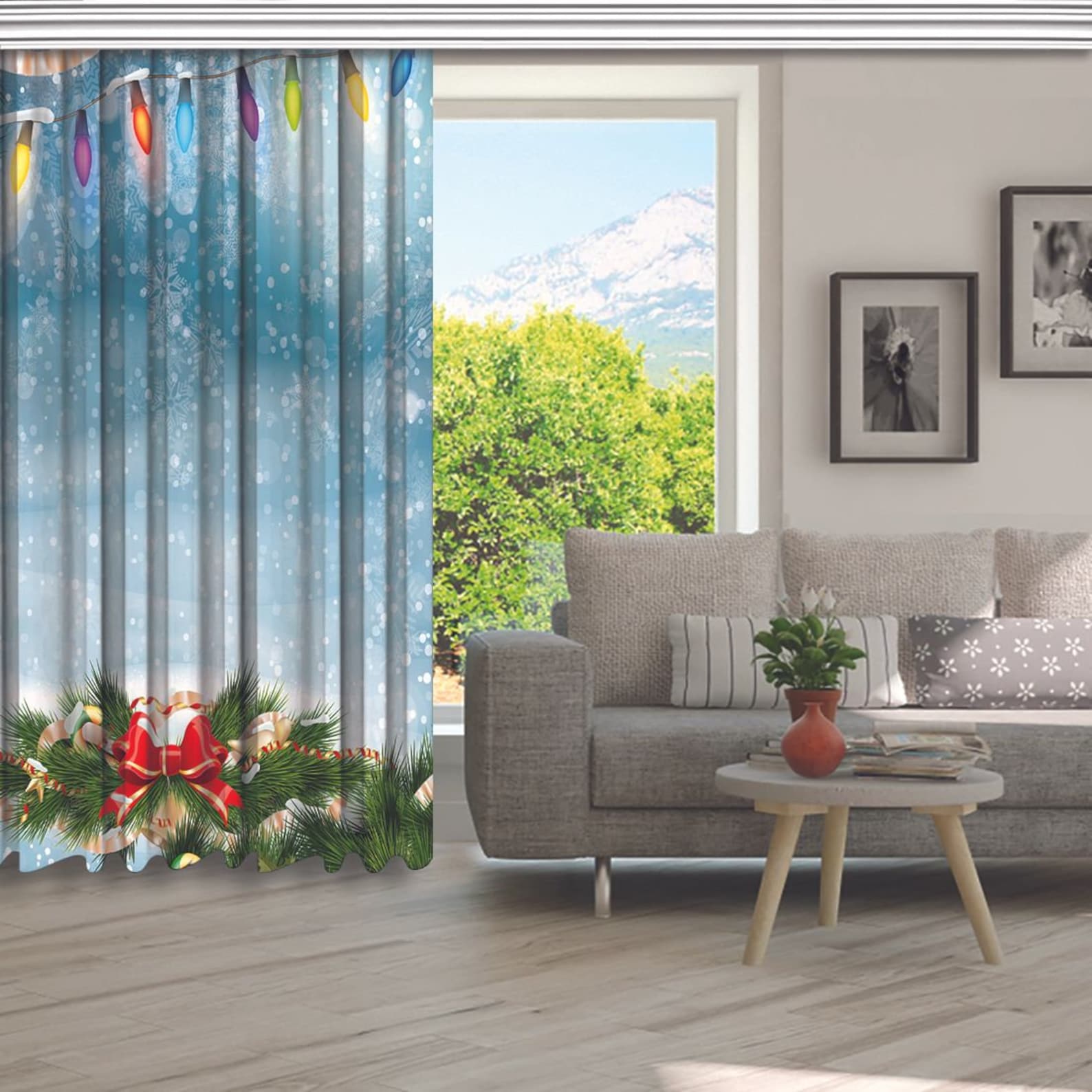 Christmas Printed Curtain / Drapes For Living Room Dining Room Etsy