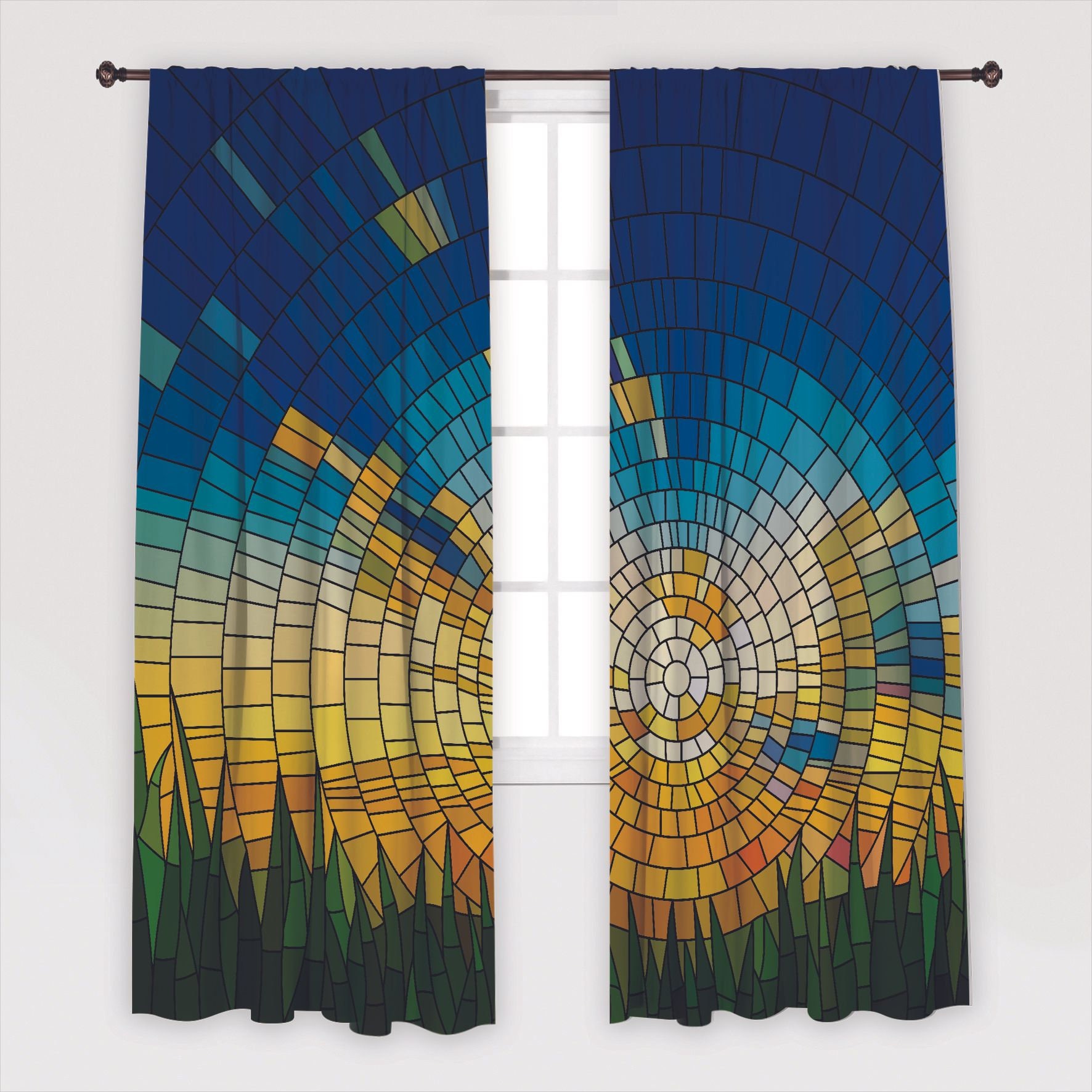 Stained Glass Printed Curtain / Drapes for Living Room Dining Etsy