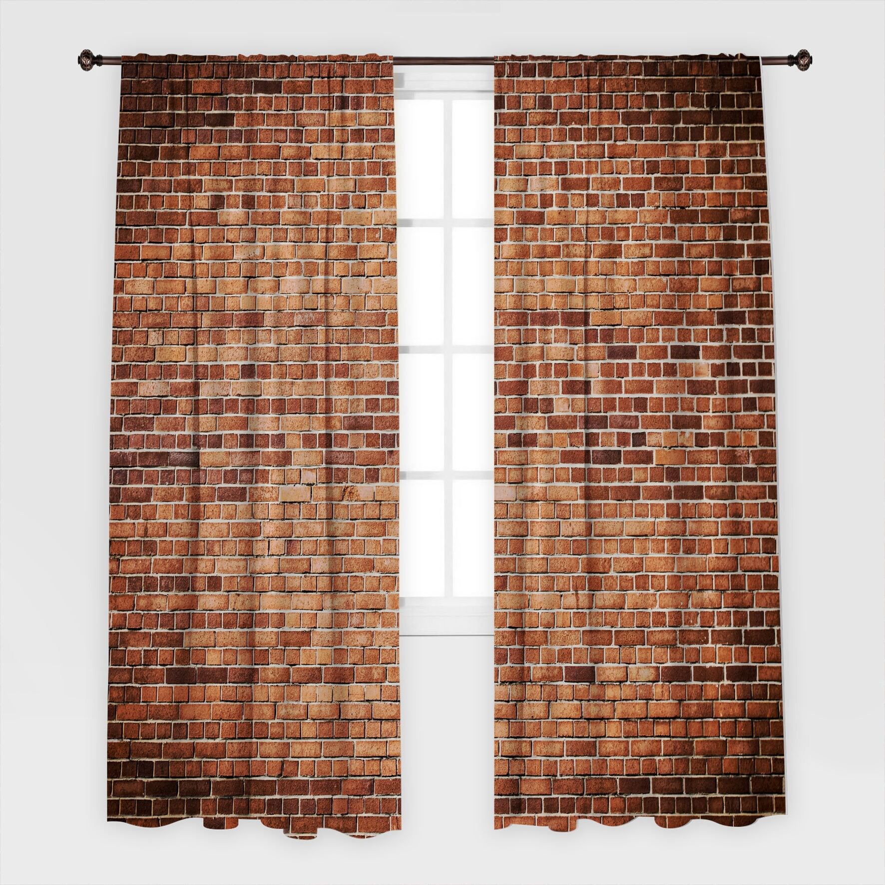 Brick Wall Printed Curtain / Drapes For Living Room Dining Etsy