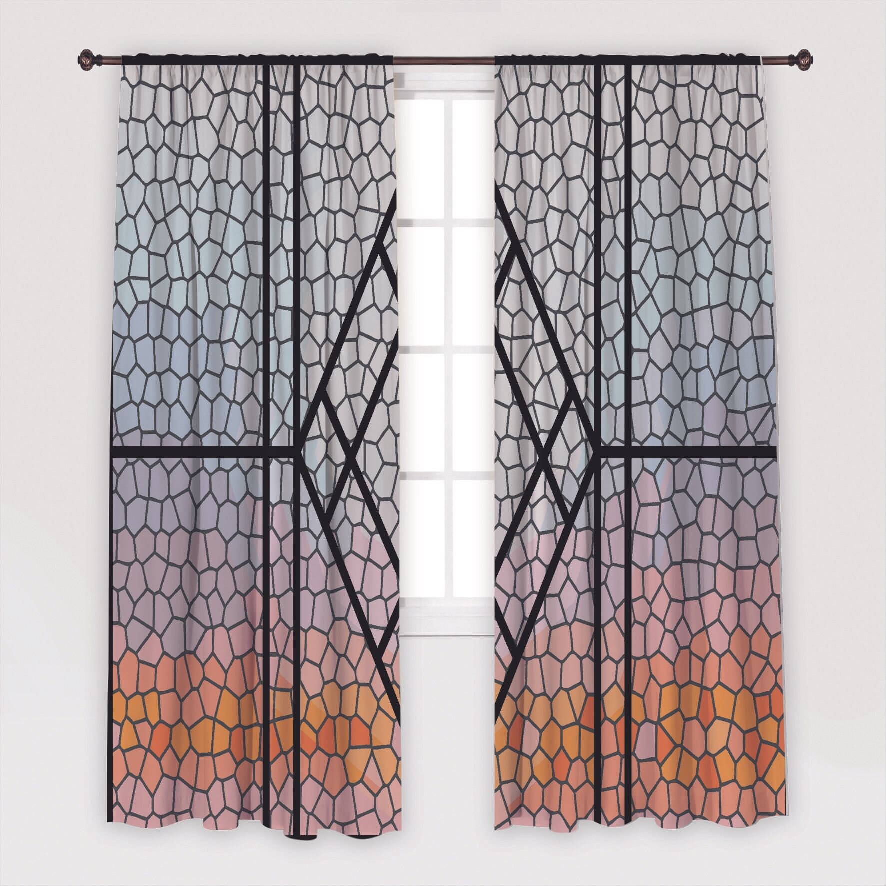 Stained Glass Printed Curtain / Drapes For Living Room Dining Etsy