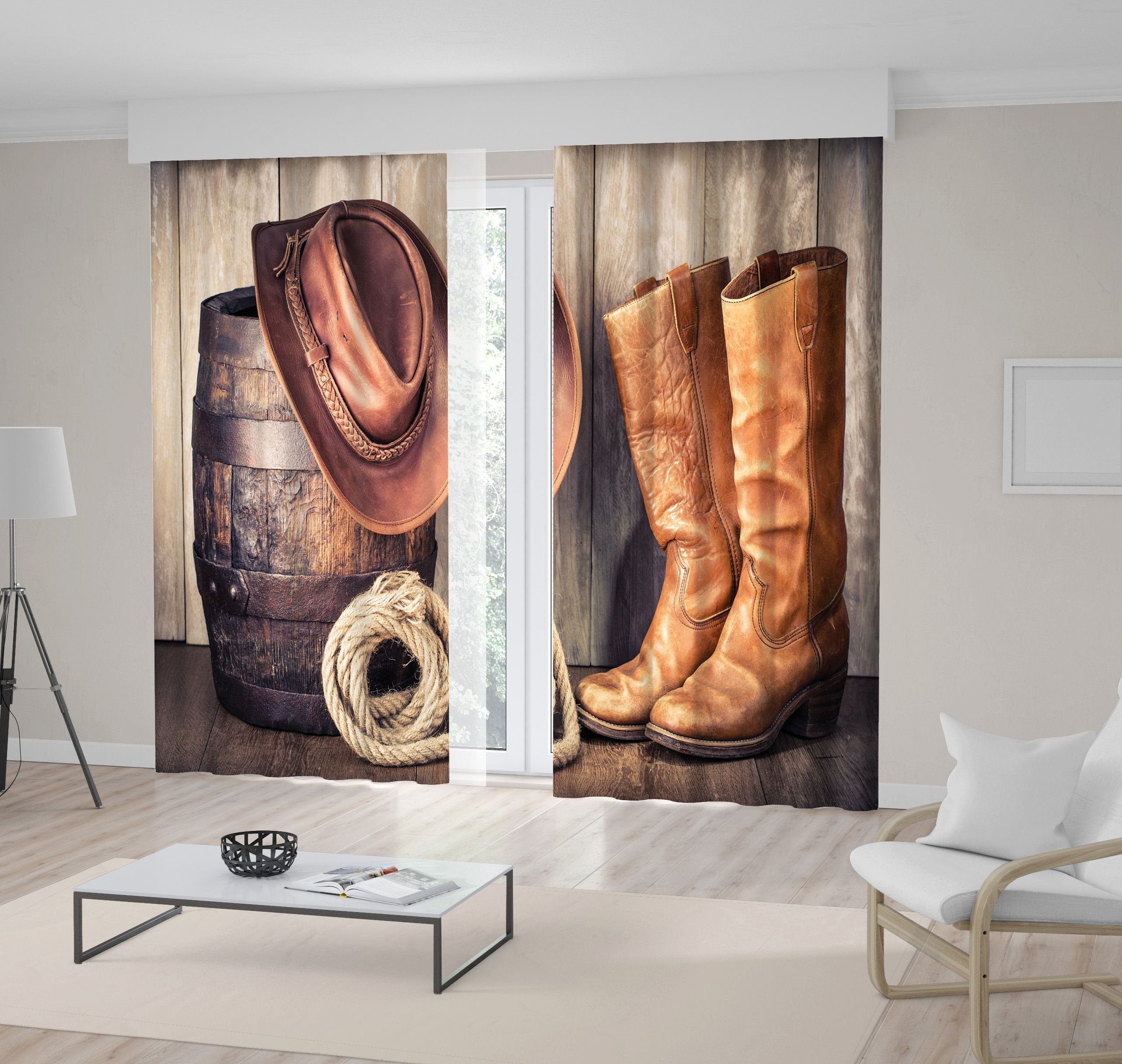 Cowboy Printed Curtain / Drapes For Living Room Dining Room | Etsy