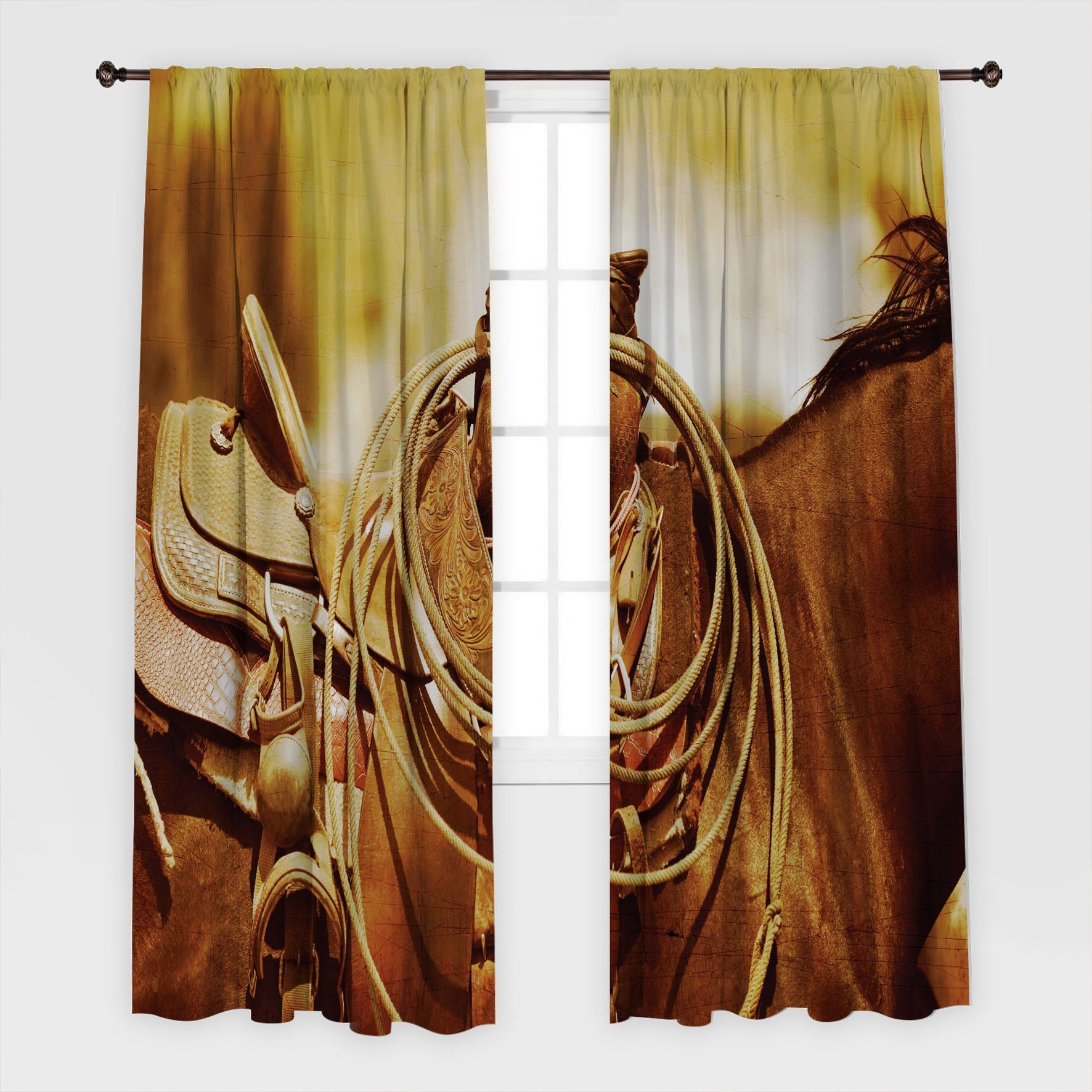 Cowboy Printed Curtain / Drapes For Living Room Dining Room | Etsy