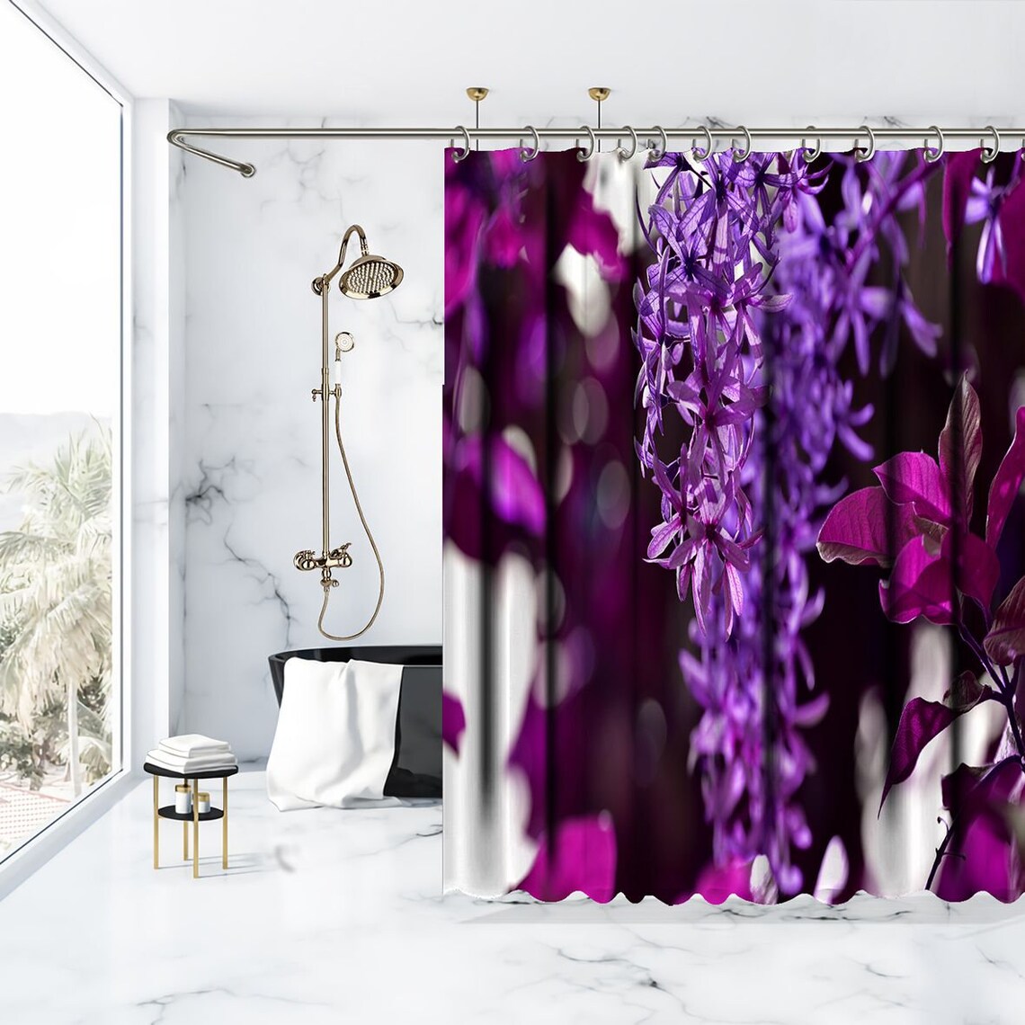 Baum Bedruckte Duschvorhang / Wasserdichte Knopfloch Dusch | Etsy