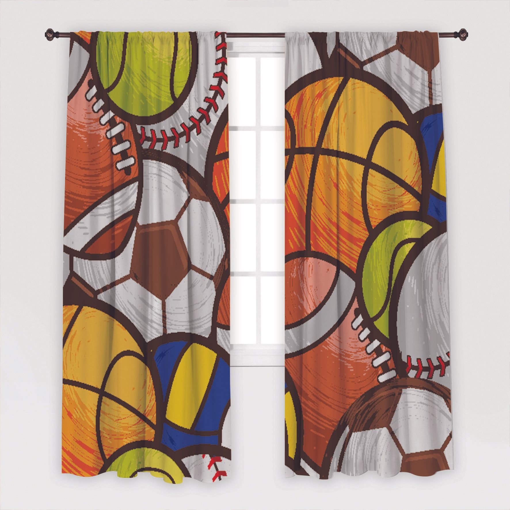 Sports Art Printed Curtain / Drapes for Living Room Dining Etsy