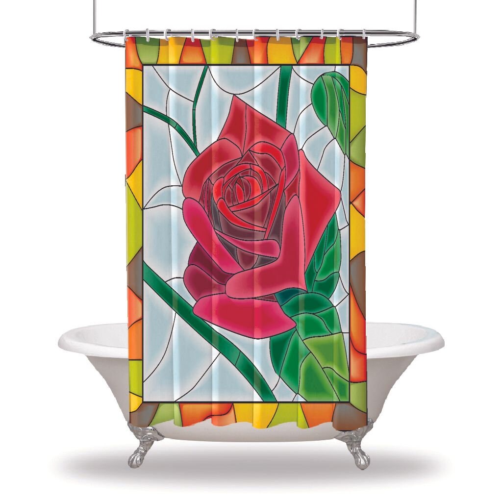 Stained Glass Printed Showers Curtain / Waterproof Button Hole Etsy