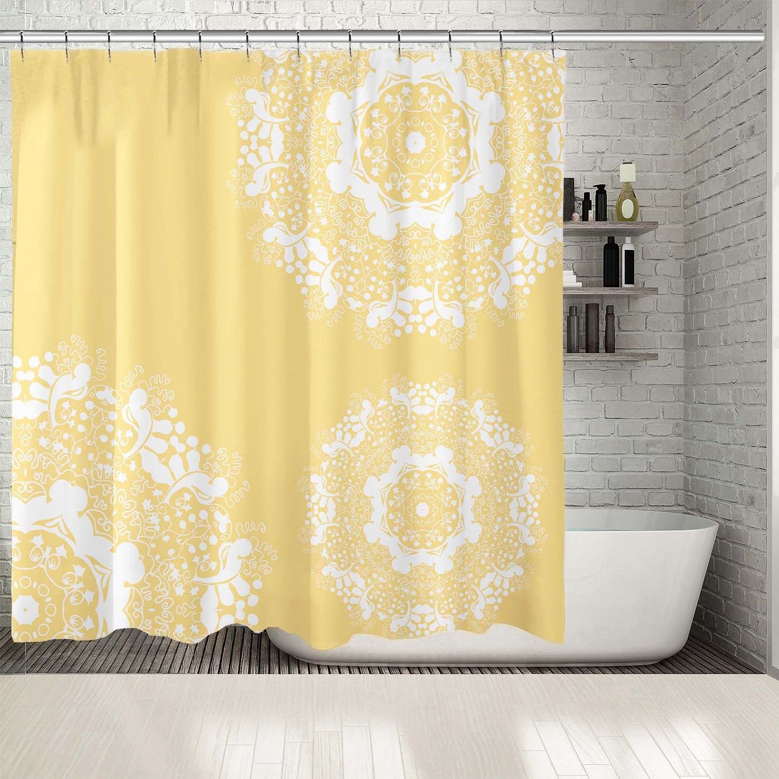 Sun Printed Showers Curtain / Waterproof Button Hole Shower Etsy