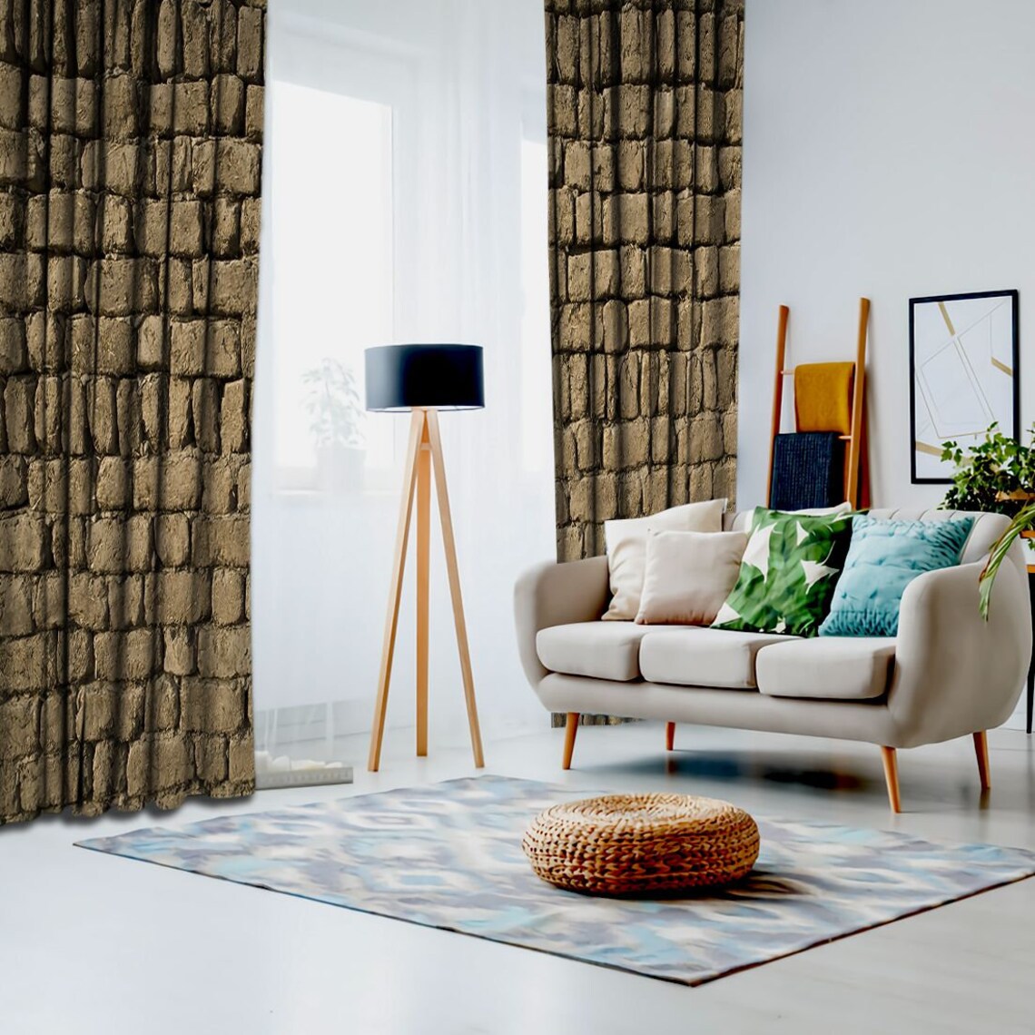 Brick Wall Printed Curtain / Drapes For Living Room Dining Etsy