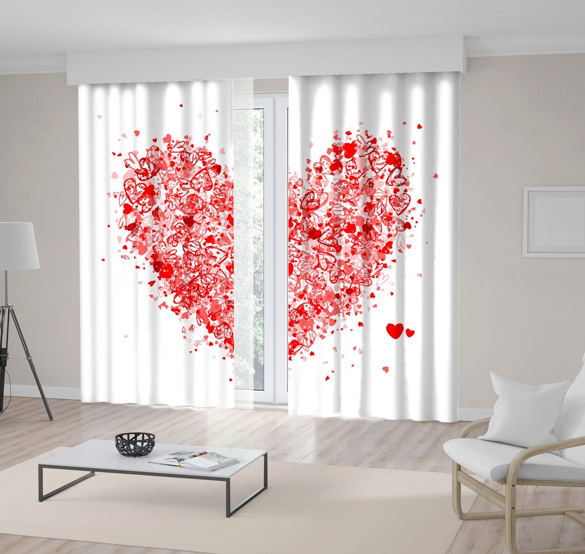Heart Printed Curtain / Drapes For Living Room Dining Room Bed Etsy