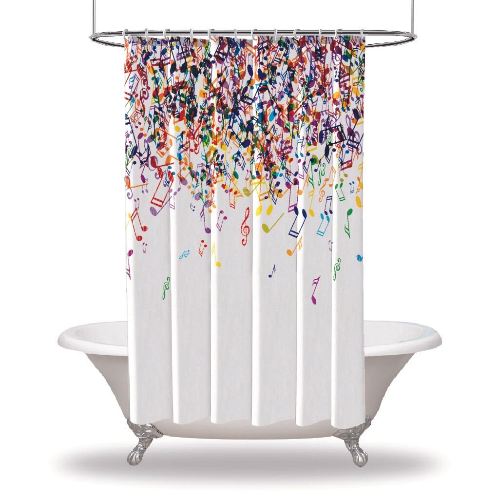 Music Notes Printed Showers Curtain / Waterproof Button Hole Etsy