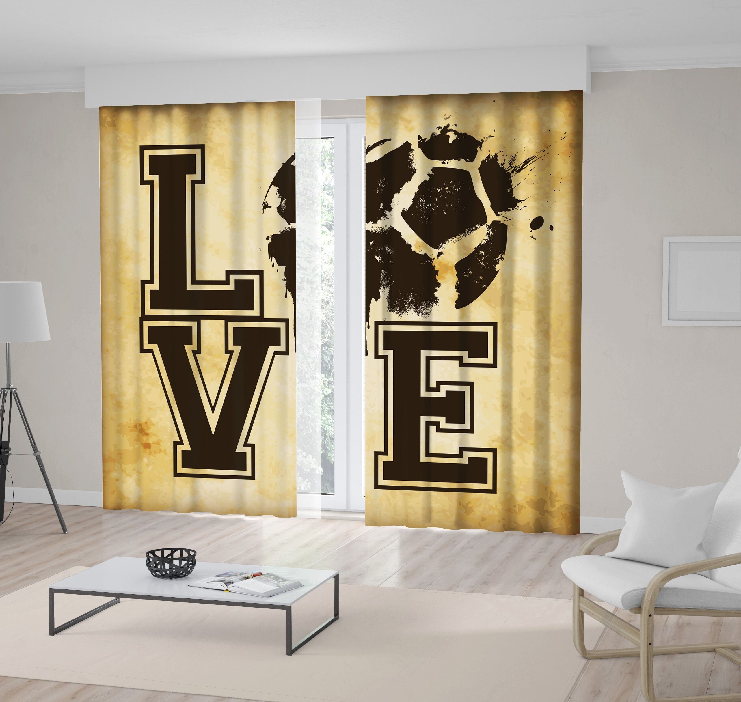Football Printed Curtain / Drapes For Living Room Dining Room Etsy