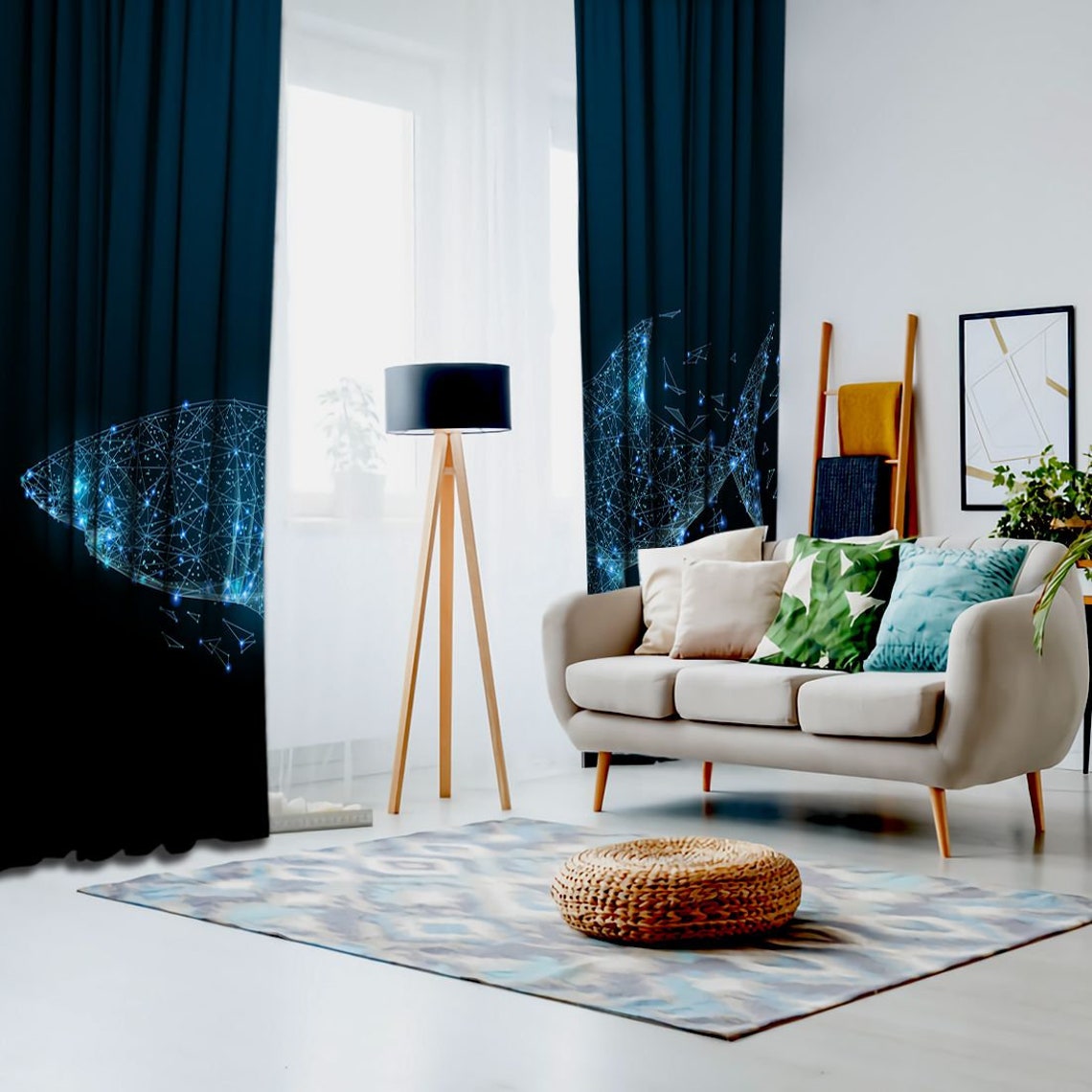 Rideau imprimé art / Rideaux pour salle à manger salon Chambre | Etsy