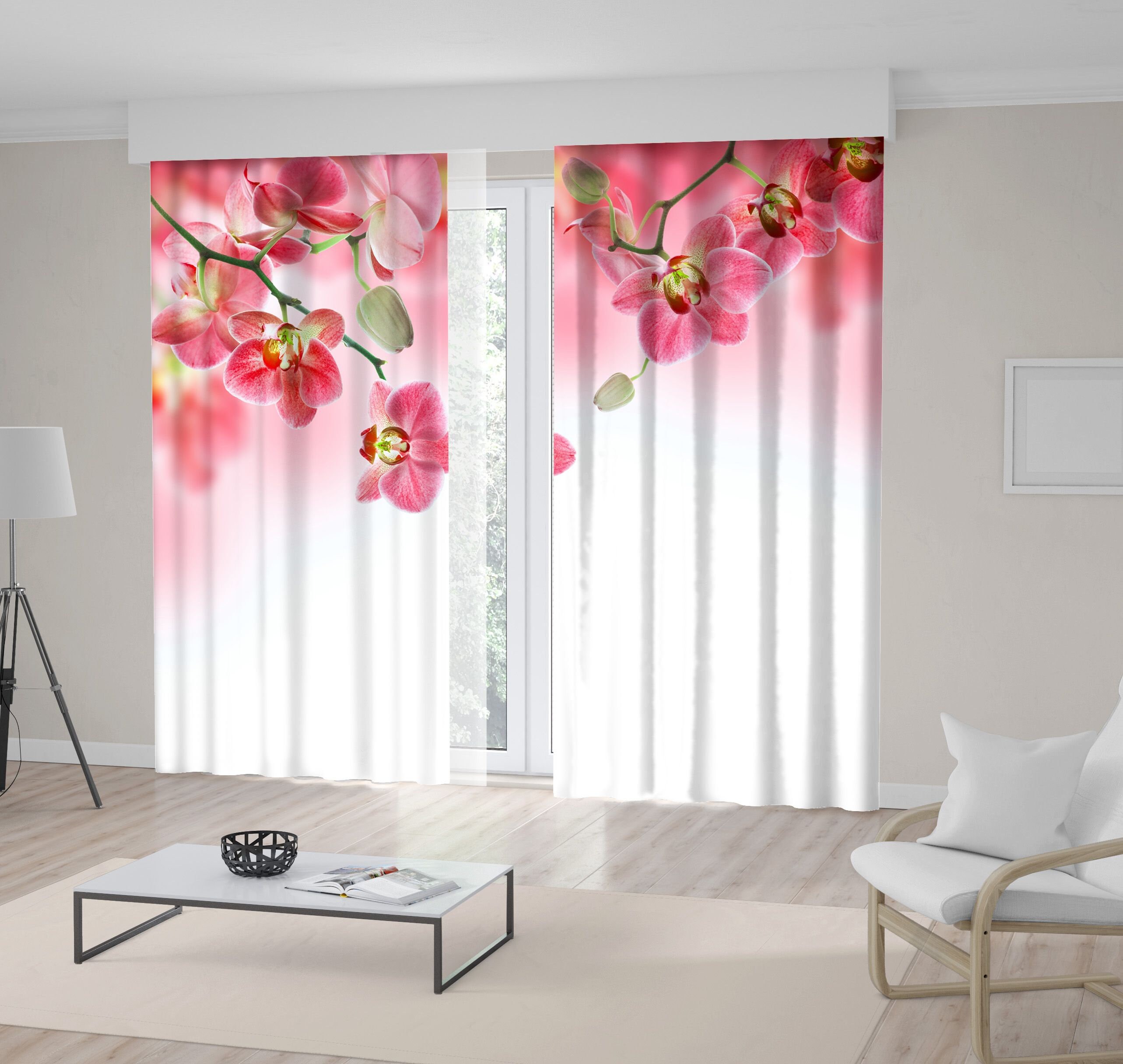 Orchids Printed Curtain / Drapes For Living Room Dining Room Etsy