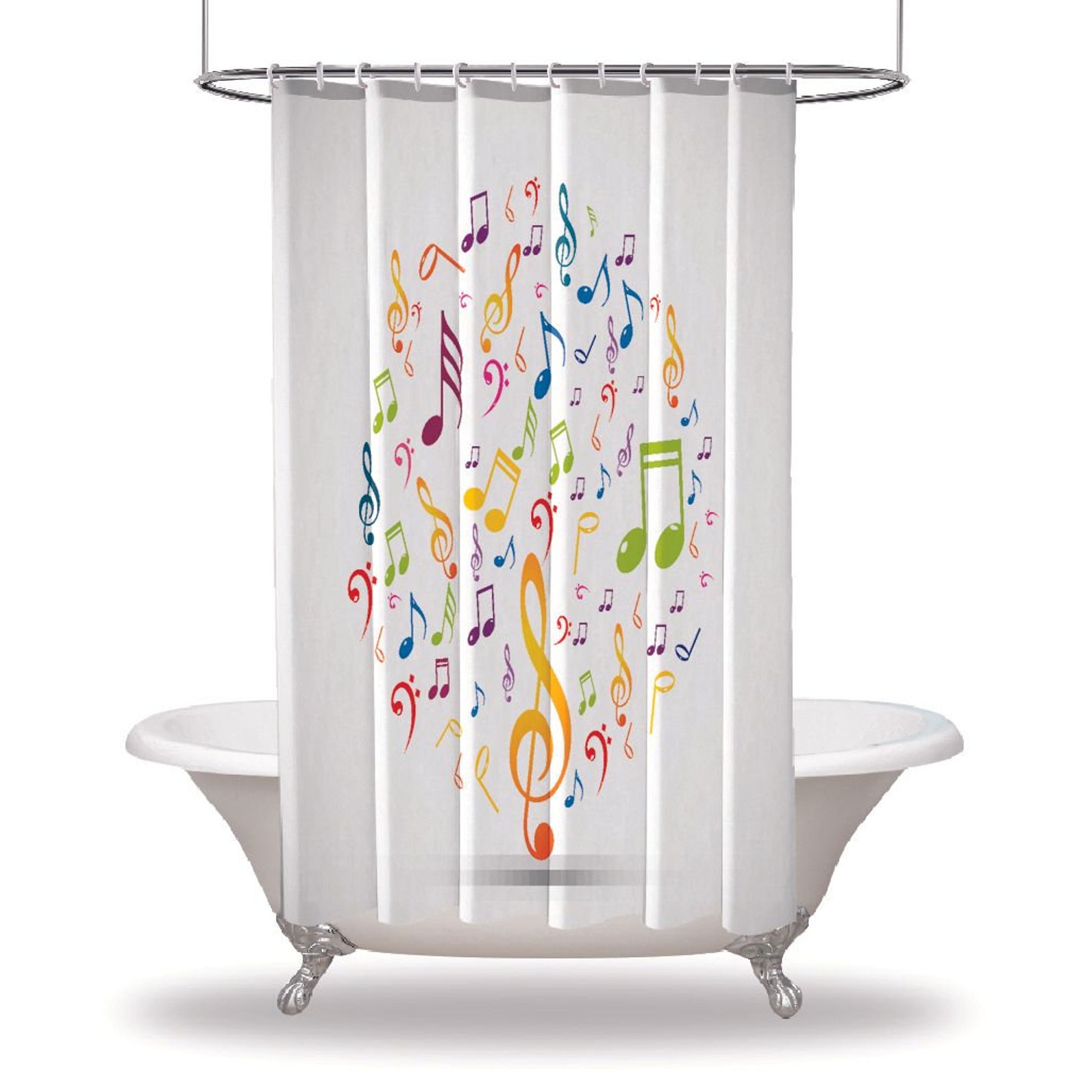 Music Notes Printed Showers Curtain / Waterproof Button Hole Etsy