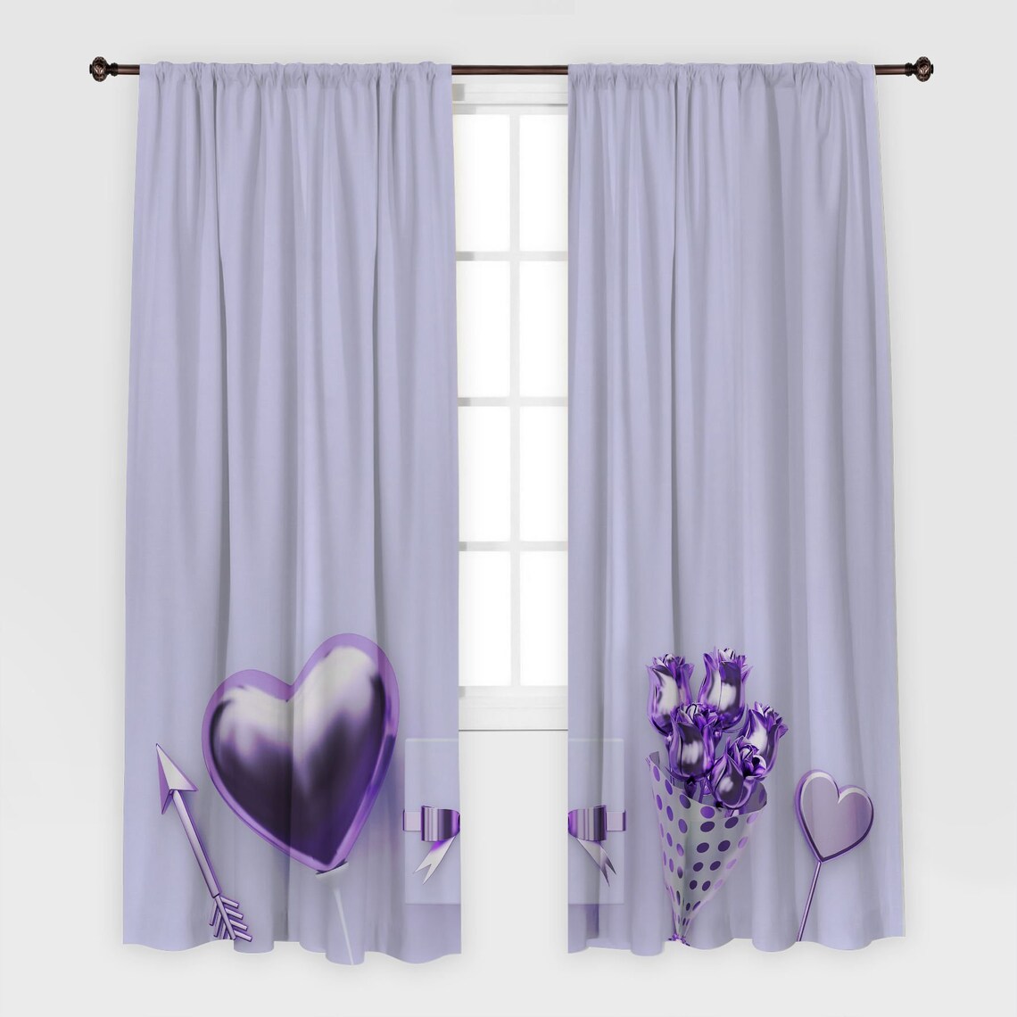 Heart Shape Printed Curtain / Drapes For Living Room Dining Etsy