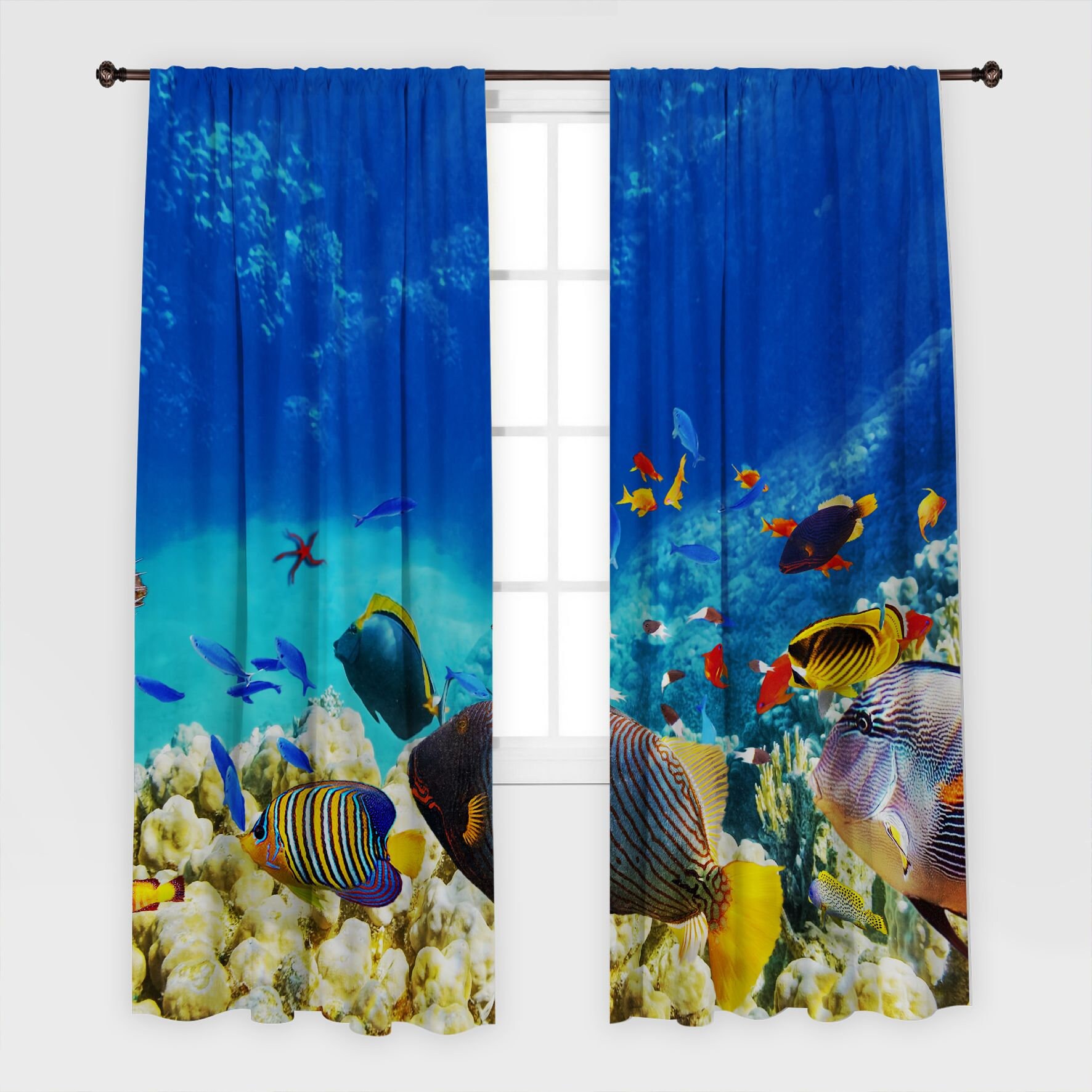 Fish Printed Curtain / Drapes For Living Room Dining Room Bed Etsy