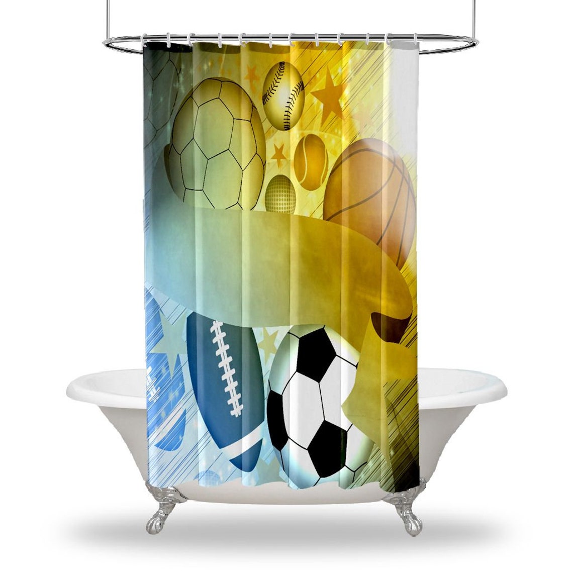 Sports Art Printed Showers Curtain / Waterproof Button Hole Etsy